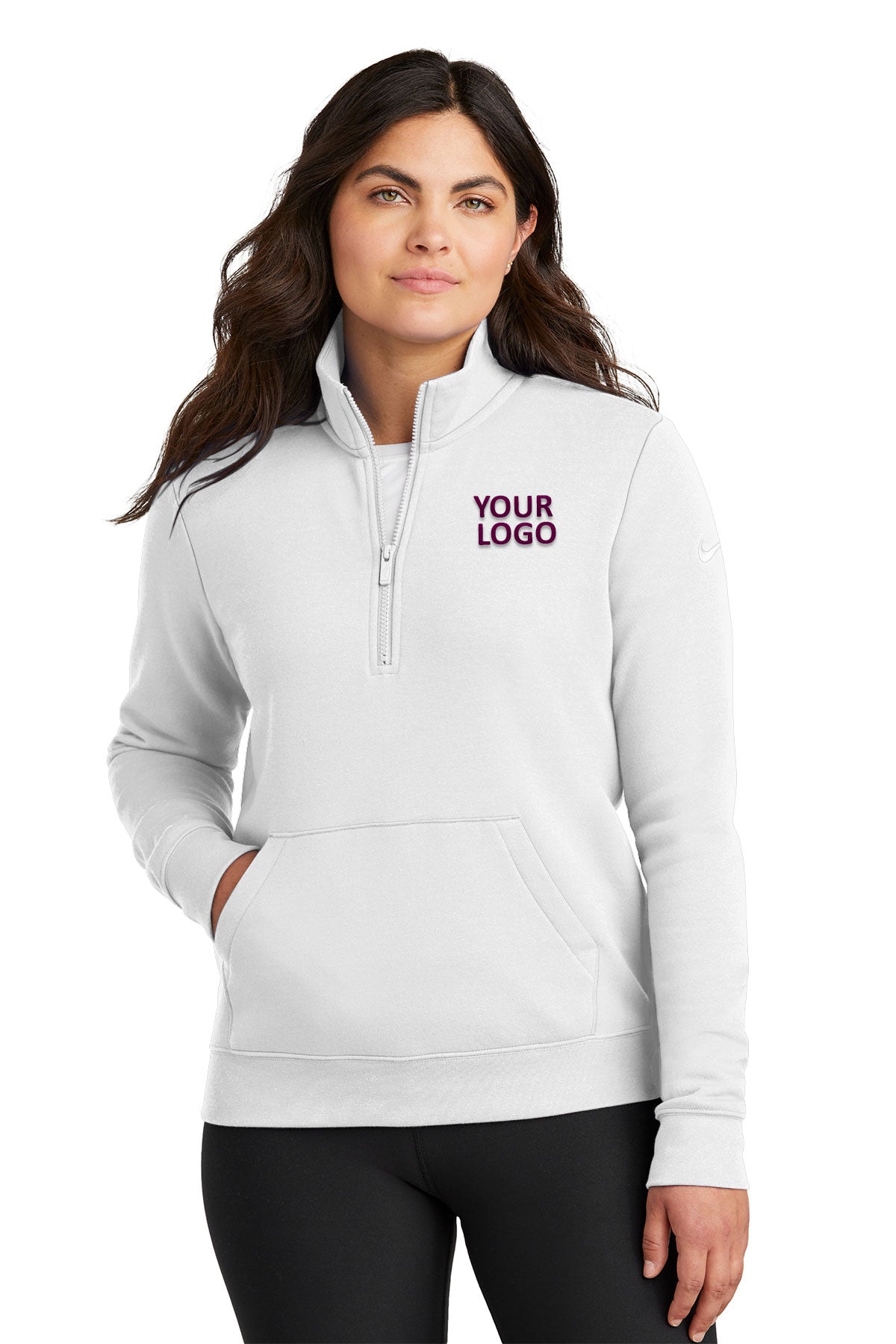 Nike Ladies Club Fleece Custom Quarter-Zips, White