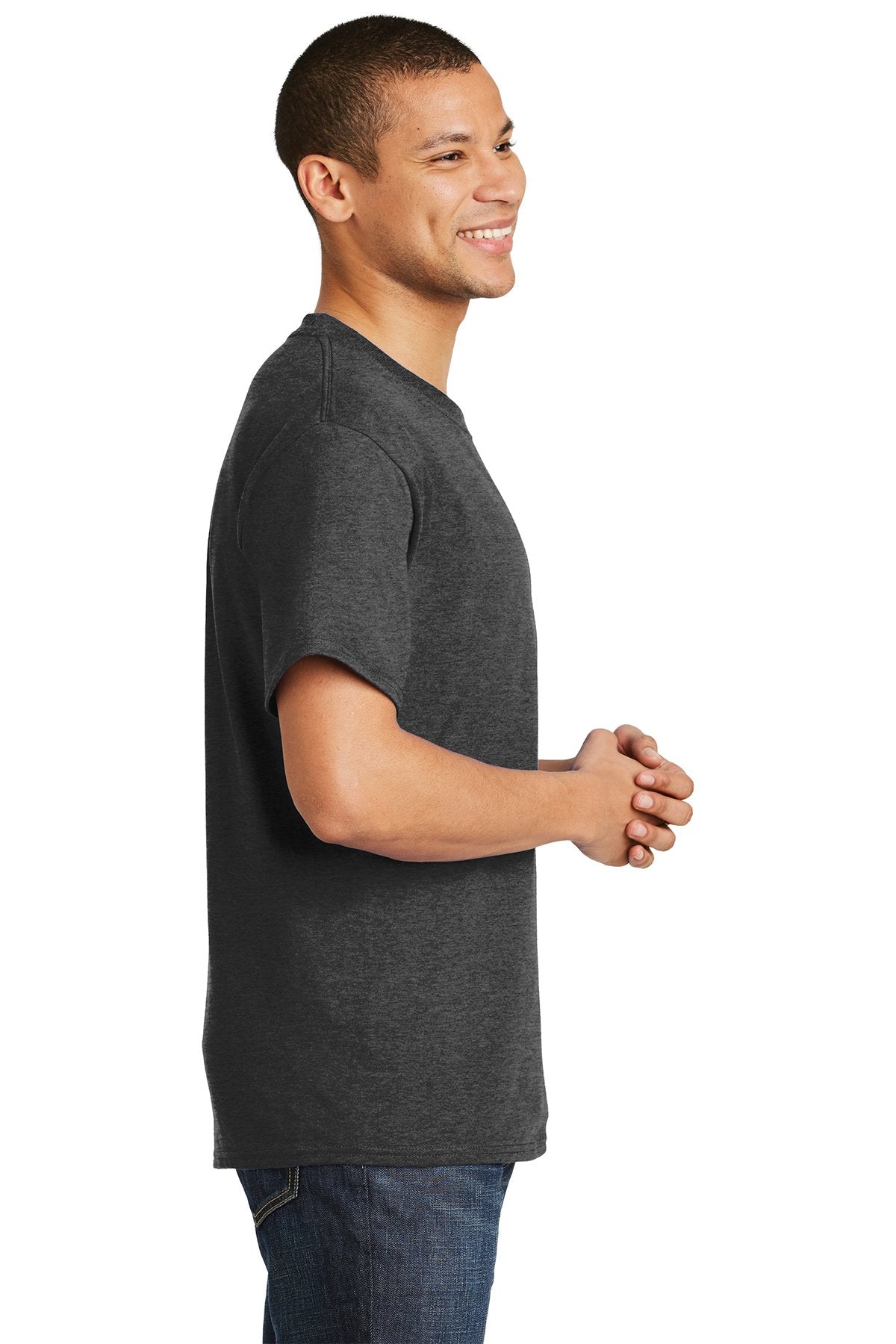 hanes beefycotton t shirt 5180 charcoal heather