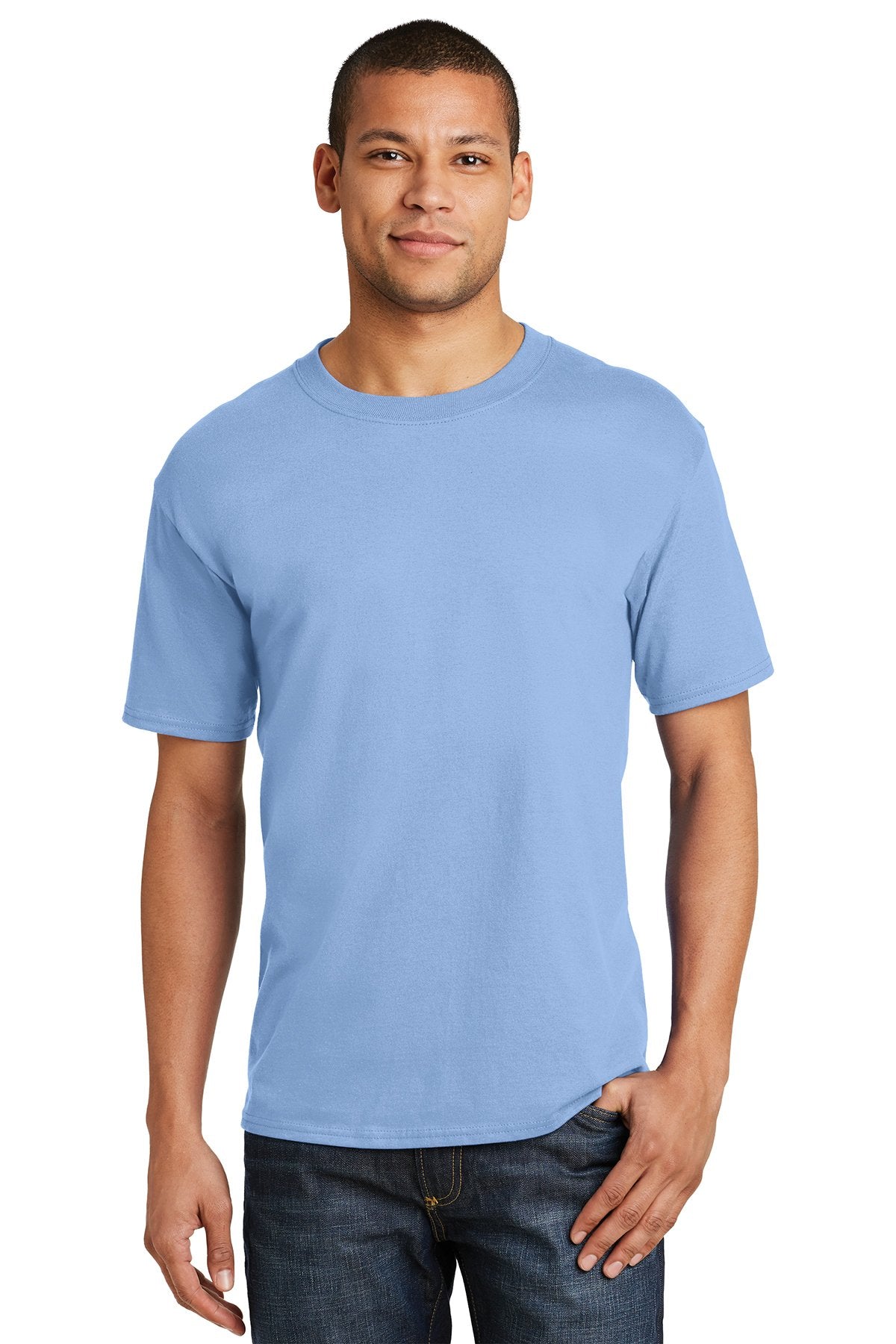 hanes beefy cotton t shirt 5180 light blue