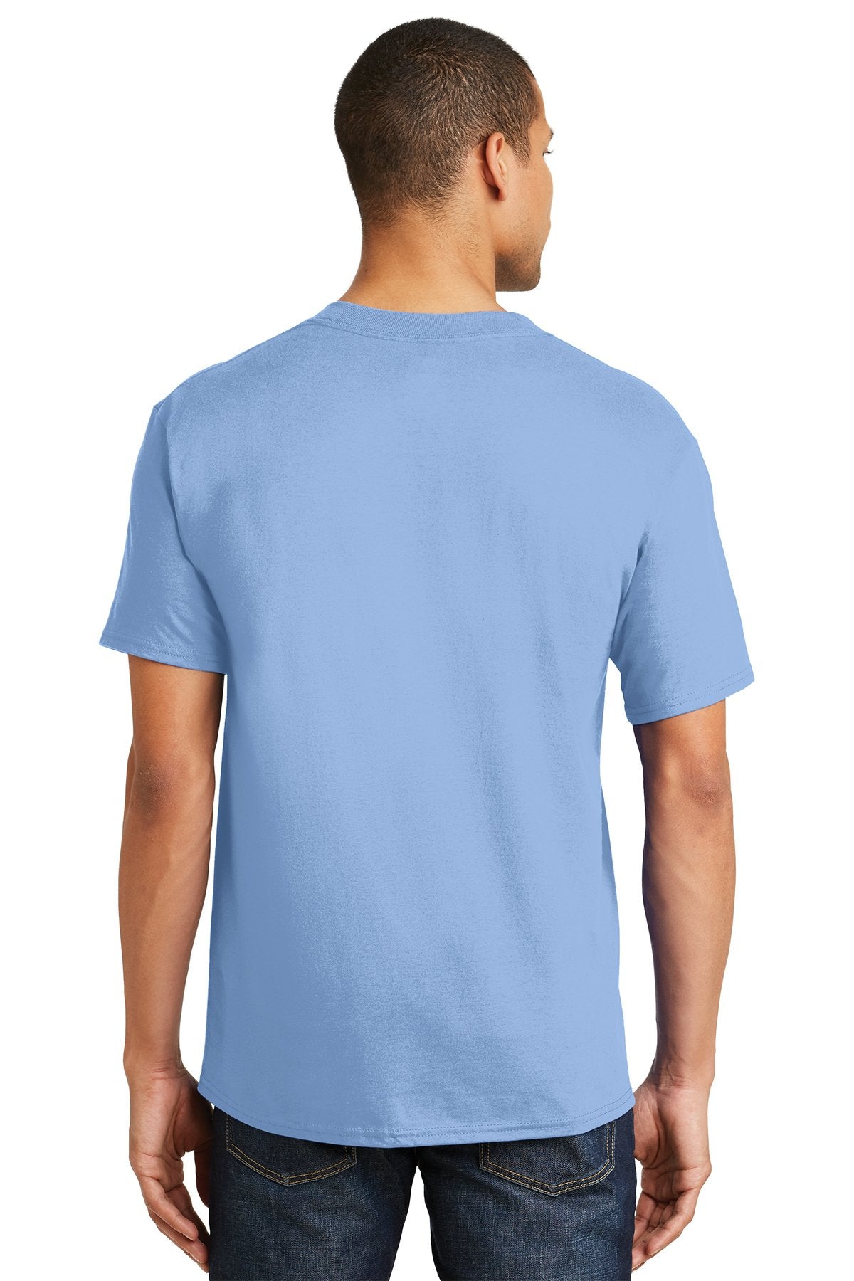 hanes beefy cotton t shirt 5180 light blue