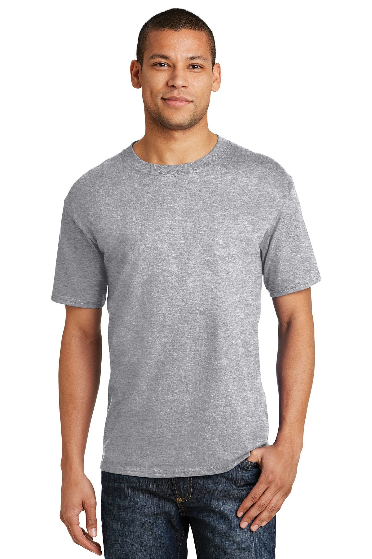 hanes beefy cotton t shirt 5180 light steel