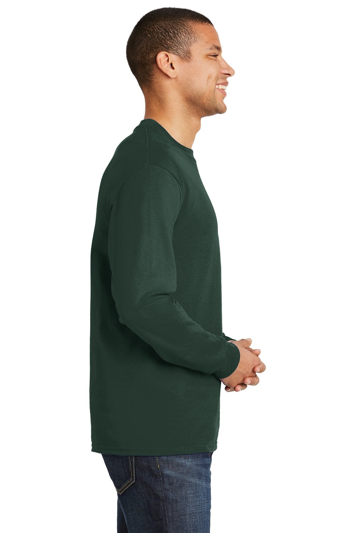 hanes beefy t cotton long sleeve t shirt 5186 deep forest