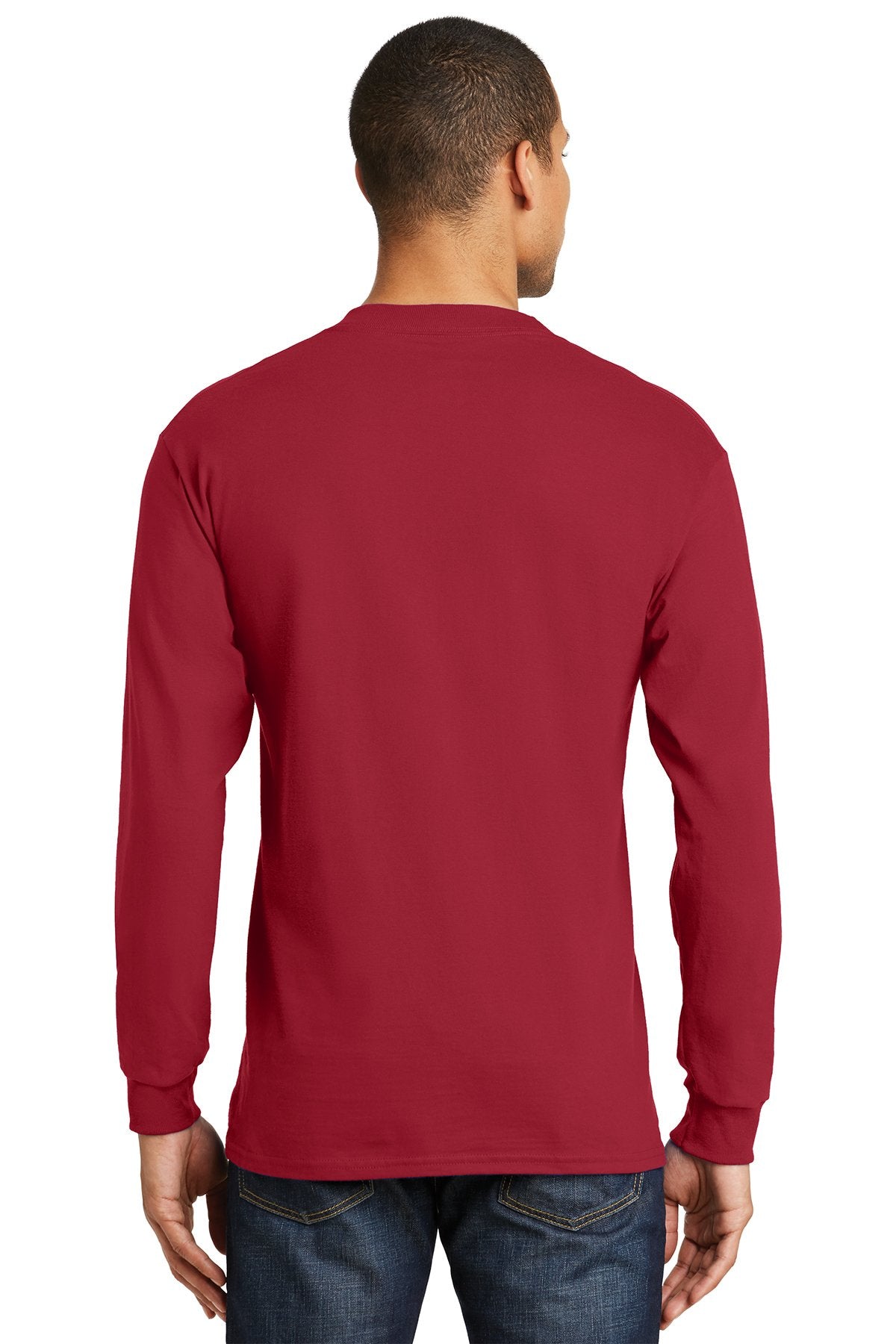 hanes beefy t cotton long sleeve t shirt 5186 deep red