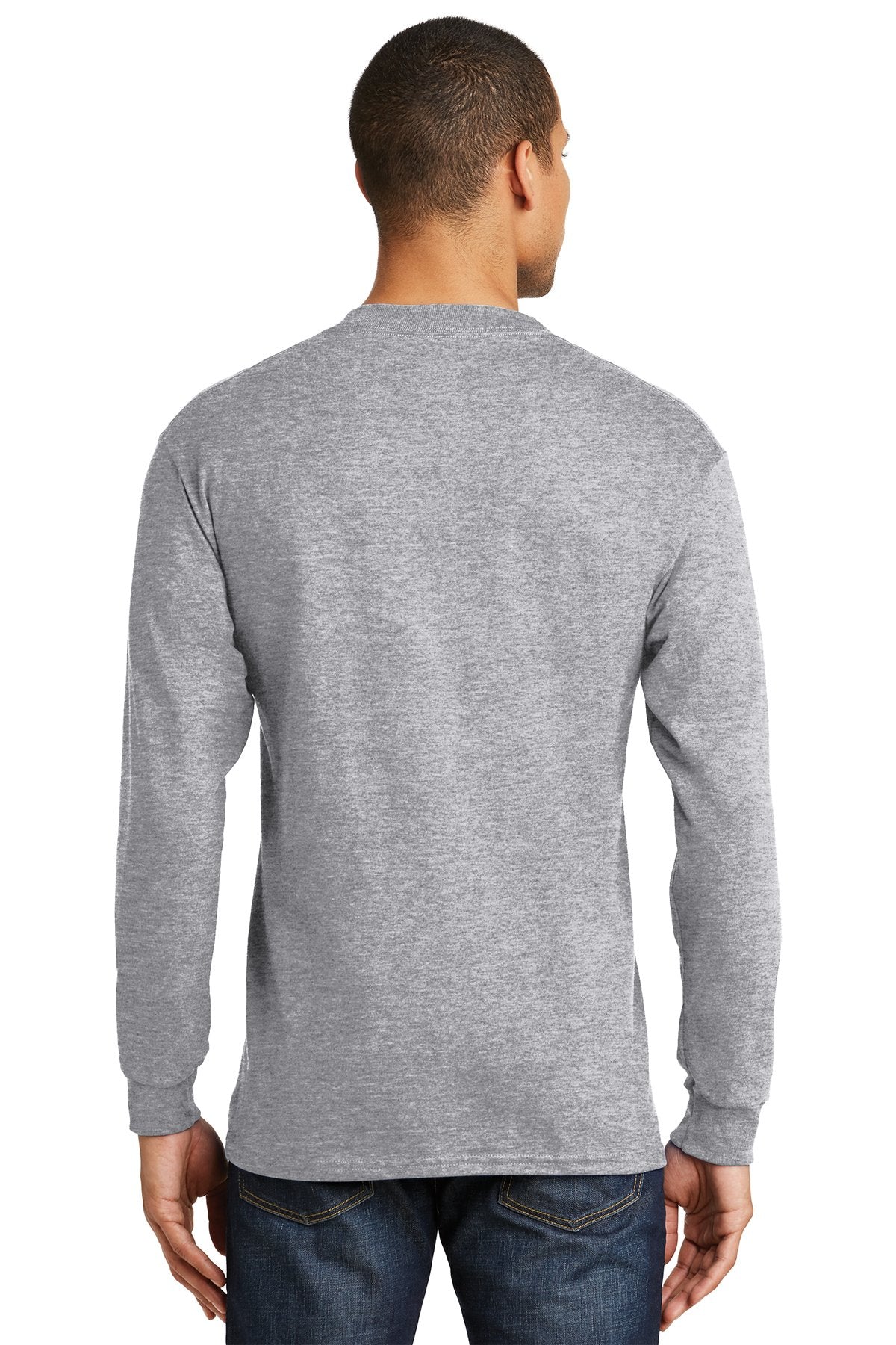 hanes beefy cotton long sleeve t shirt 5186 light steel