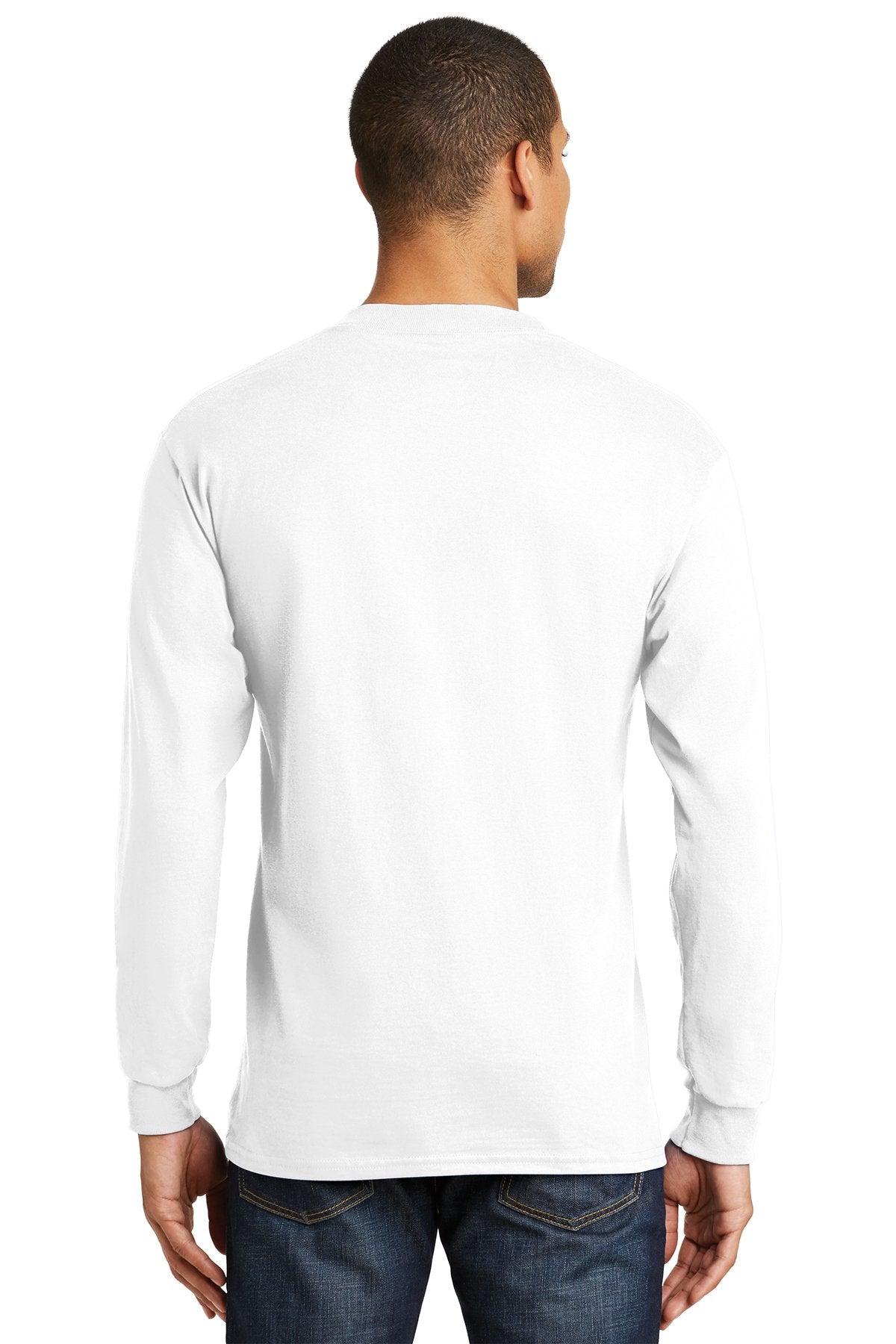 hanes beefy t cotton long sleeve t shirt 5186 white