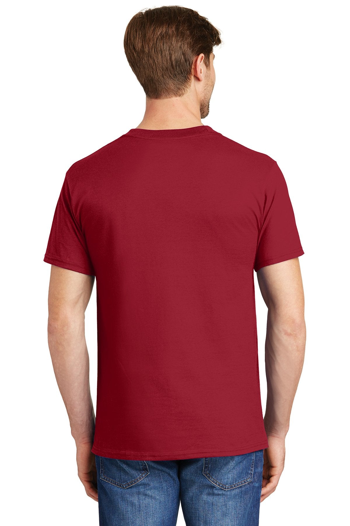 hanes beefy cotton t shirt with pocket 5190 deep red