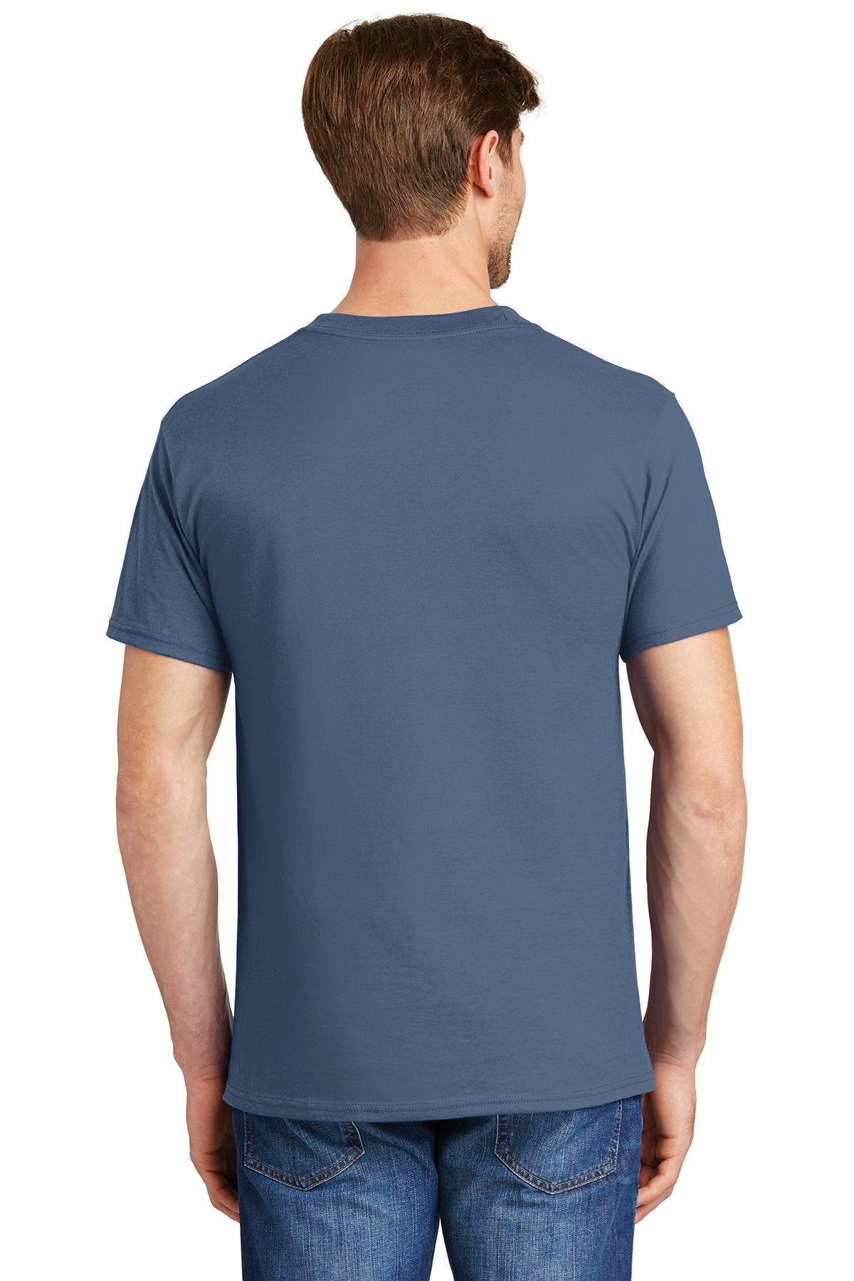 hanes beefy cotton t shirt with pocket 5190 denim blue