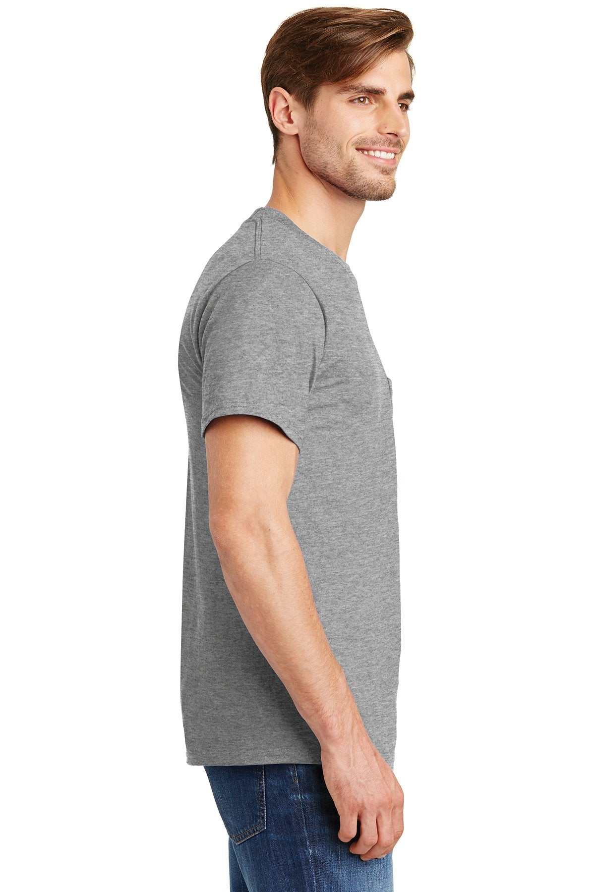 hanes beefy cotton t shirt with pocket 5190 light steel