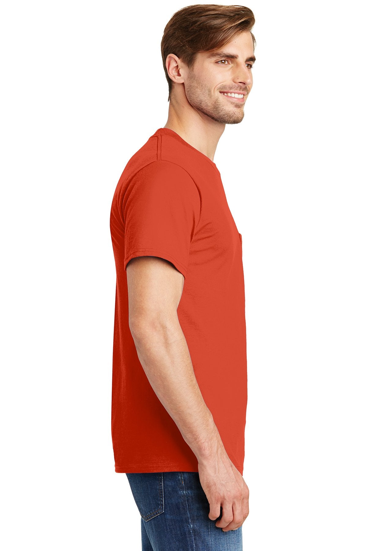 hanes beefy cotton t shirt with pocket 5190 orange