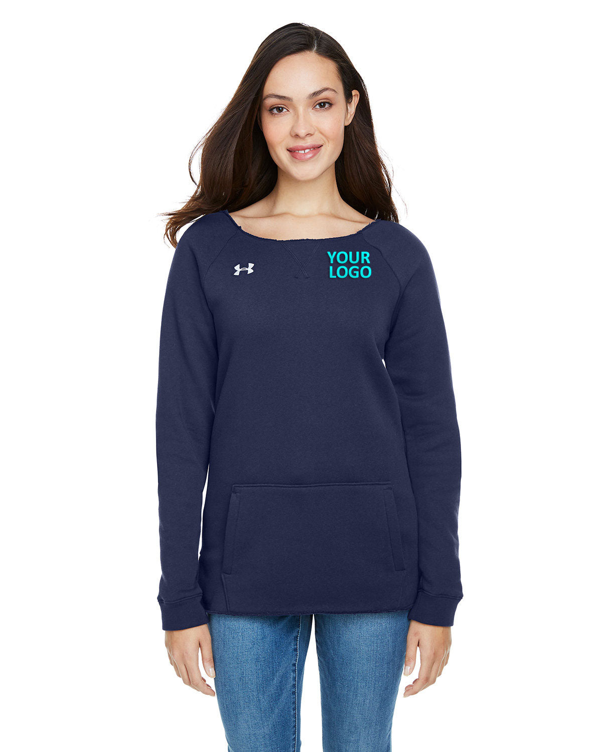 custom sweatshirts for business Under Armour MID NVY/ WH 410 1305784