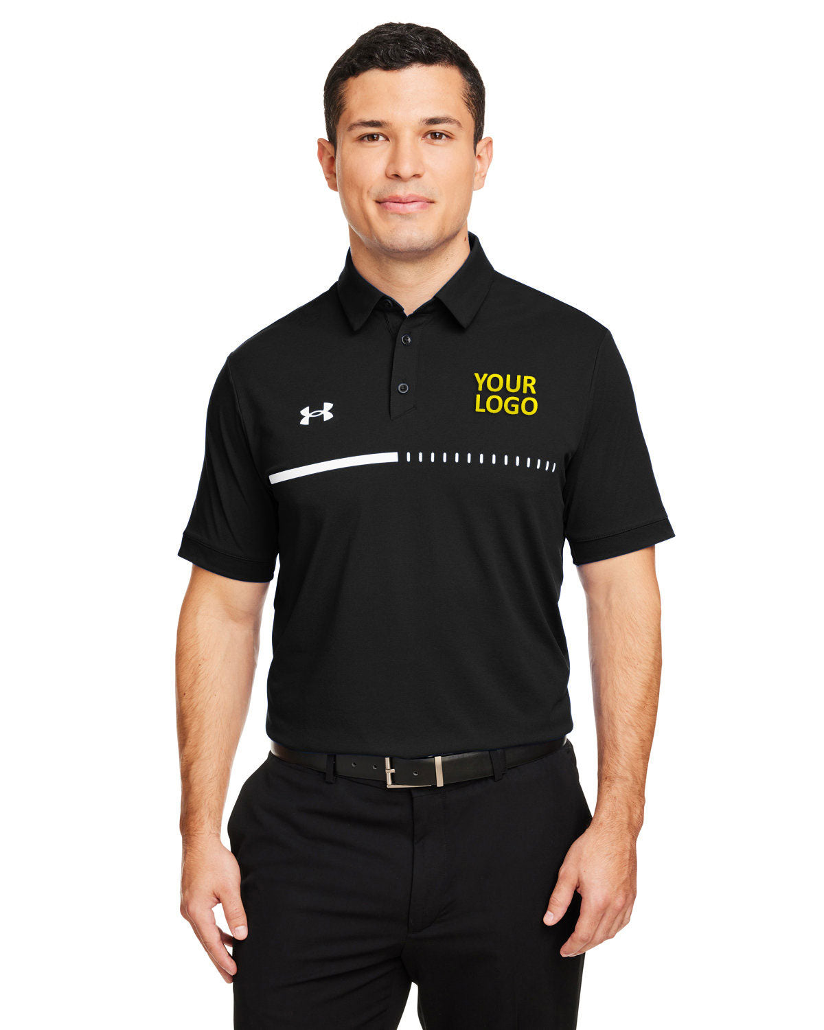 Under Armour Black/ White 1370359 custom embroidered polo shirts