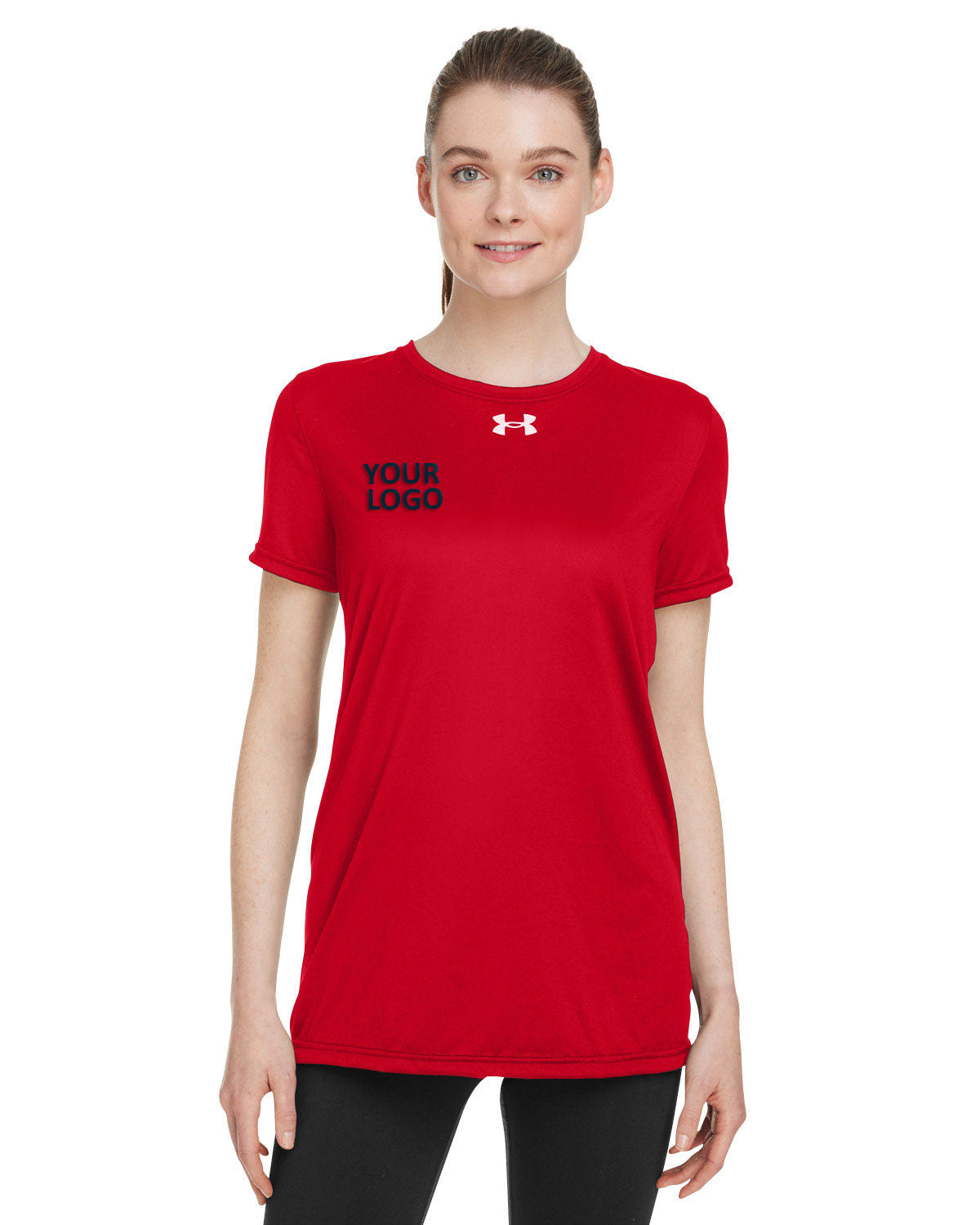 Under Armour Ladies Tech Branded T-Shirts, Red