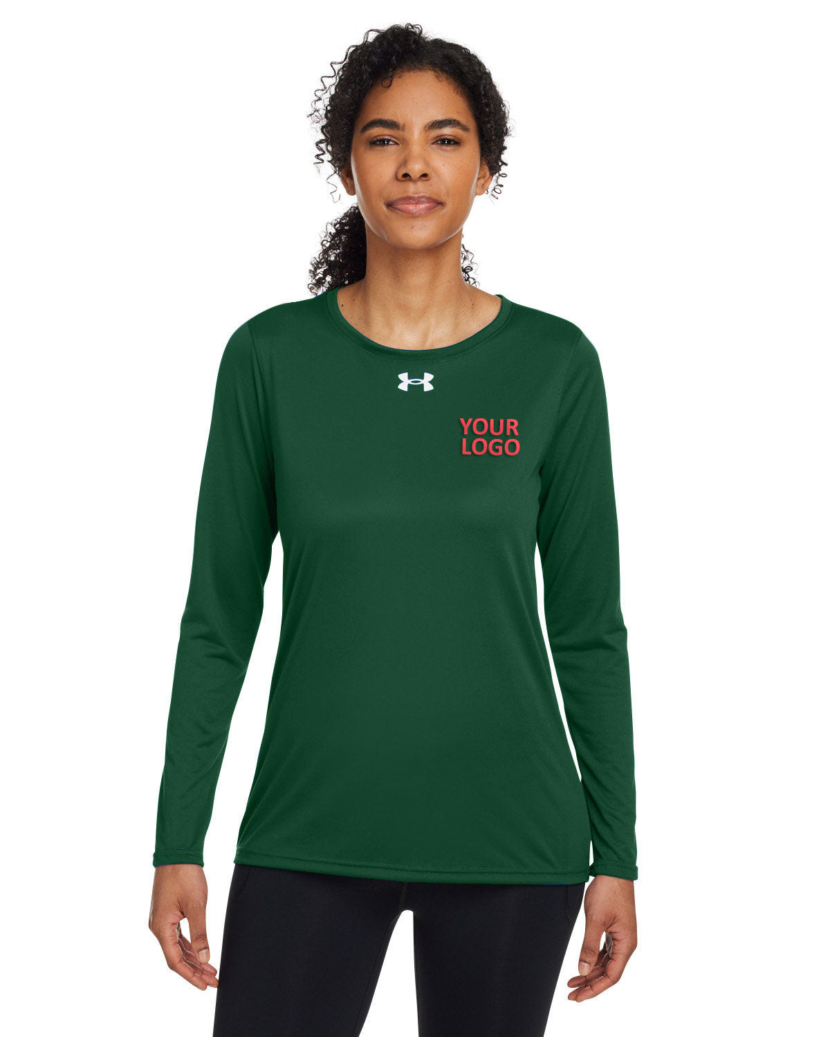 Under Armour Ladies Tech Long-Sleeve Custom T-Shirts, Forest Green
