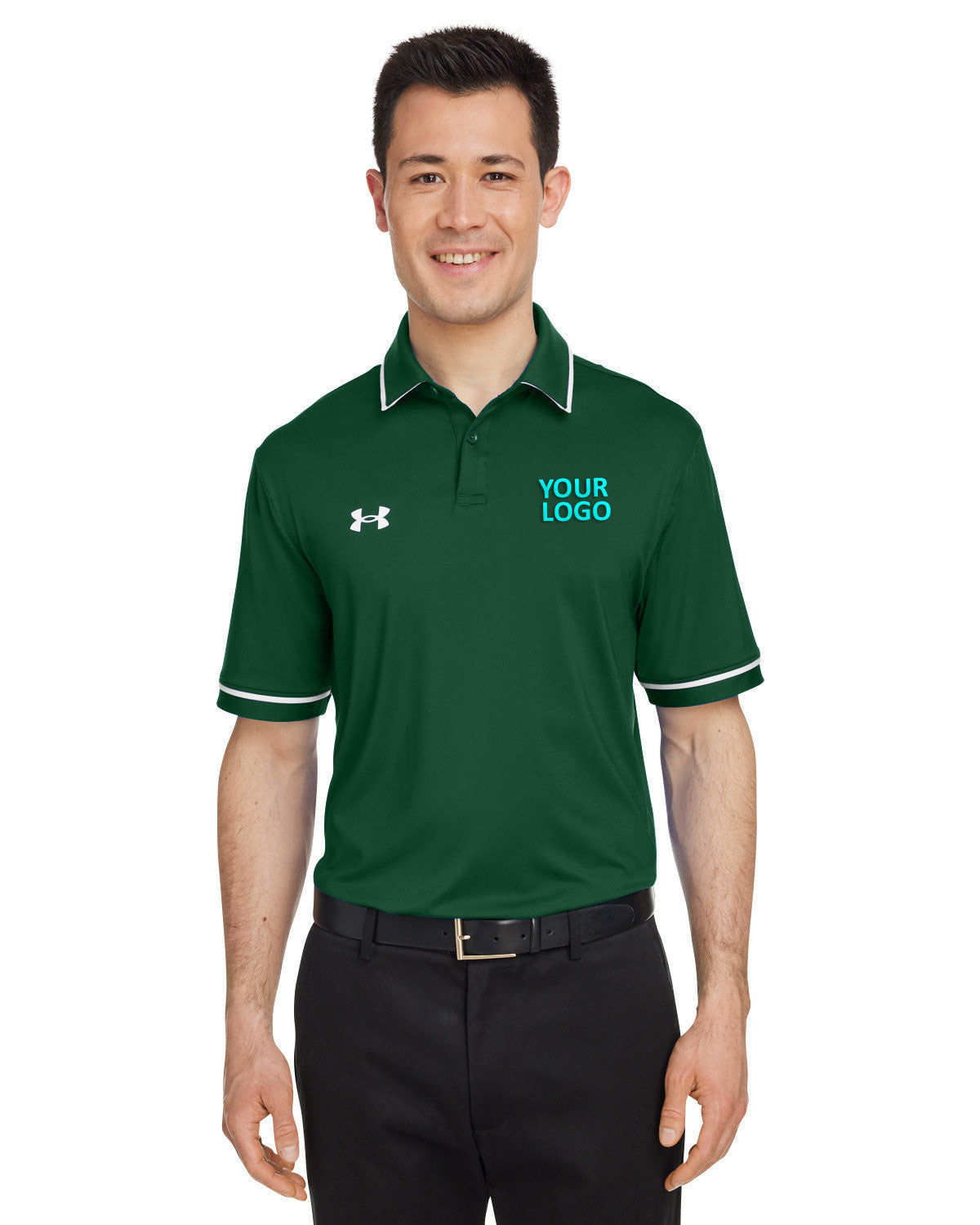 Under Armour Men's Tipped Teams Performance Branded Polos, Forest Green