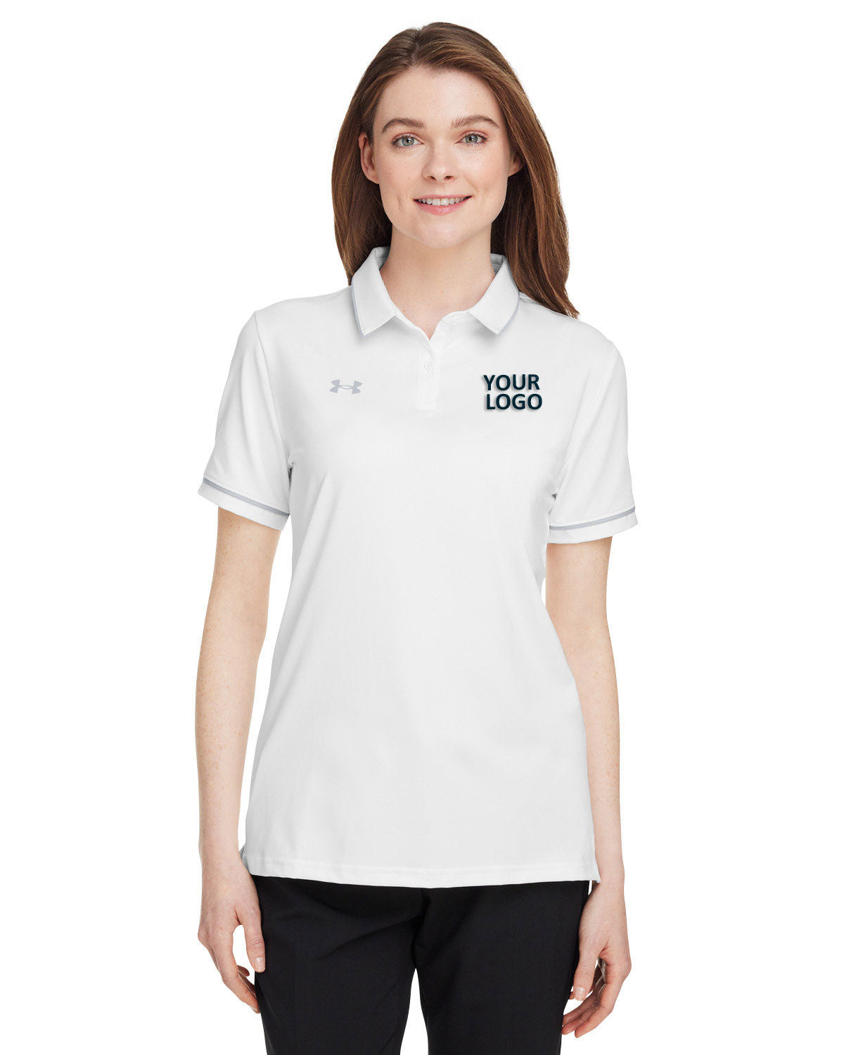 Under Armour Ladies Tipped Teams Performance Custom Polos, White