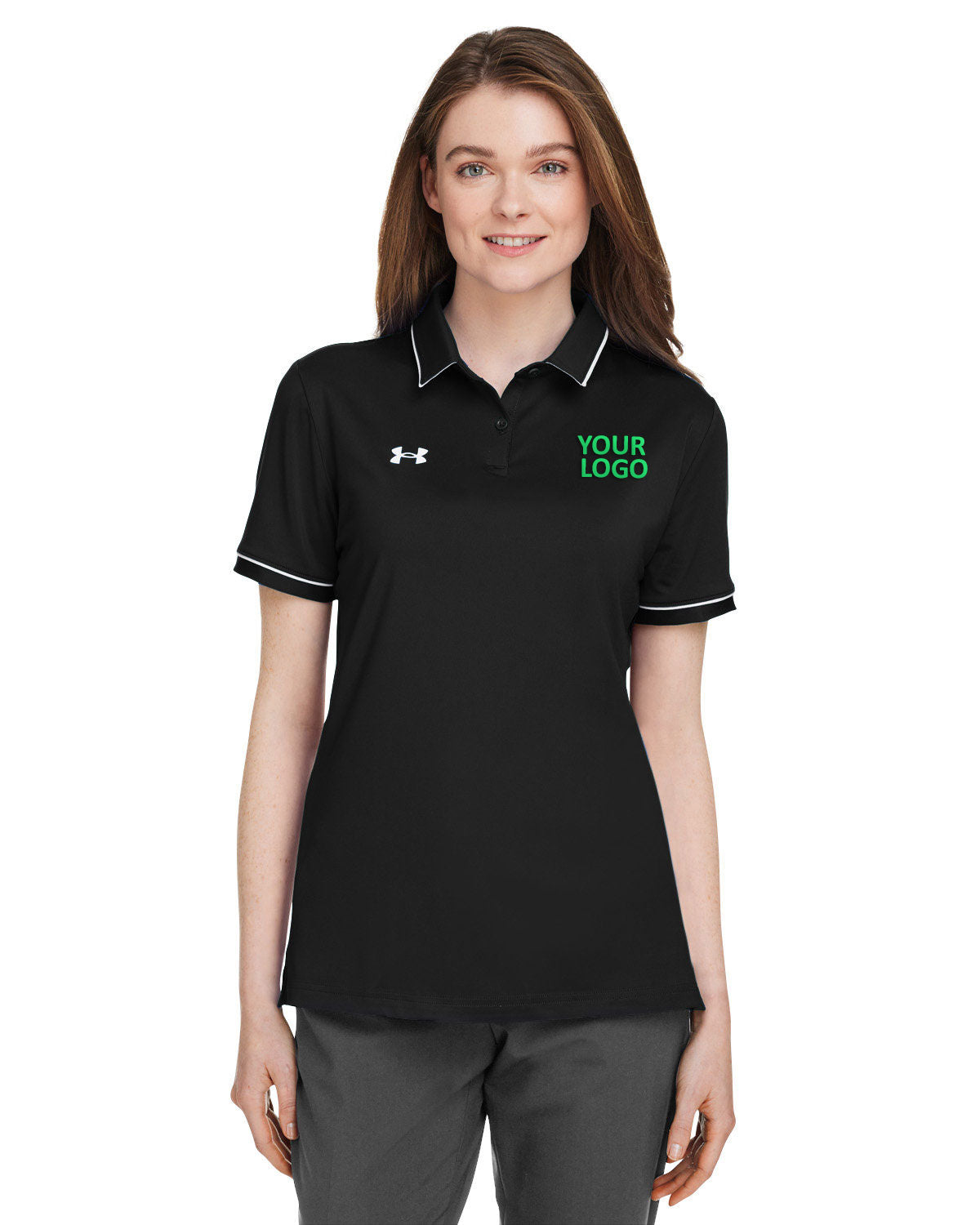 Under Armour Ladies Tipped Teams Performance Customized Polos, Black