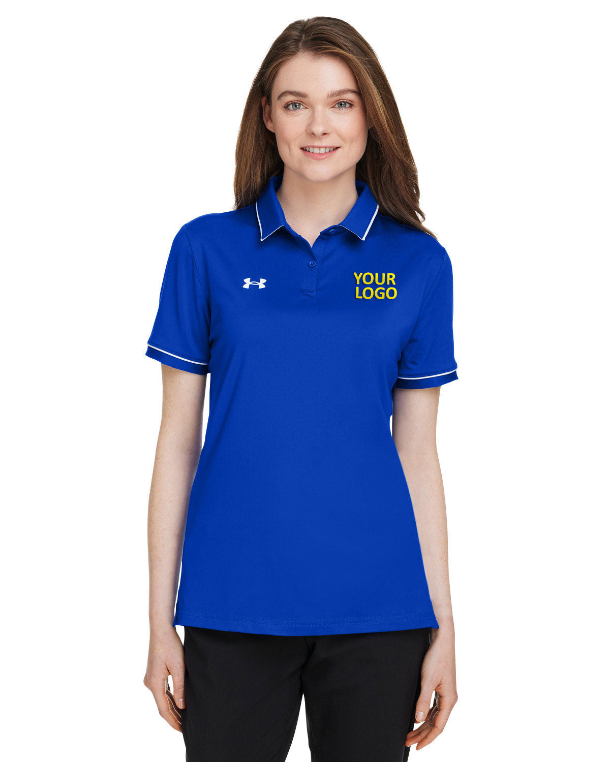 Under Armour Ladies Tipped Teams Performance Branded Polos, Royal