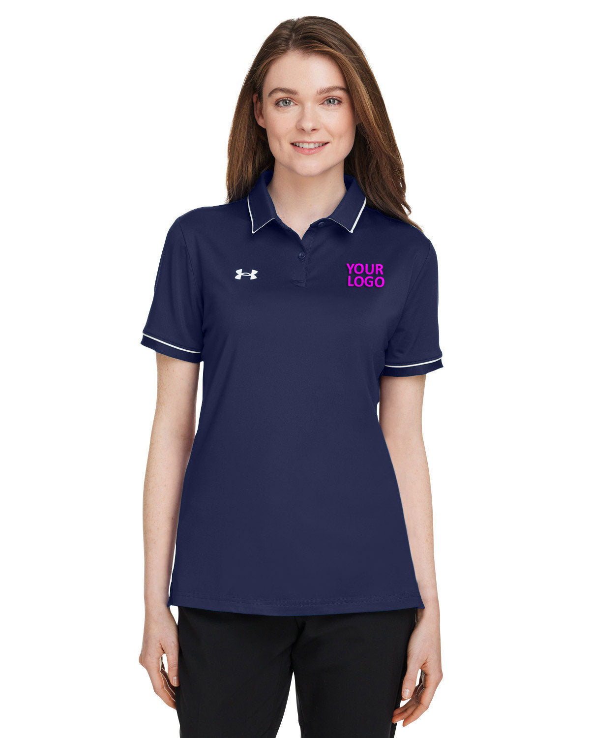 Under Armour Ladies Tipped Teams Performance Customized Polos, Navy