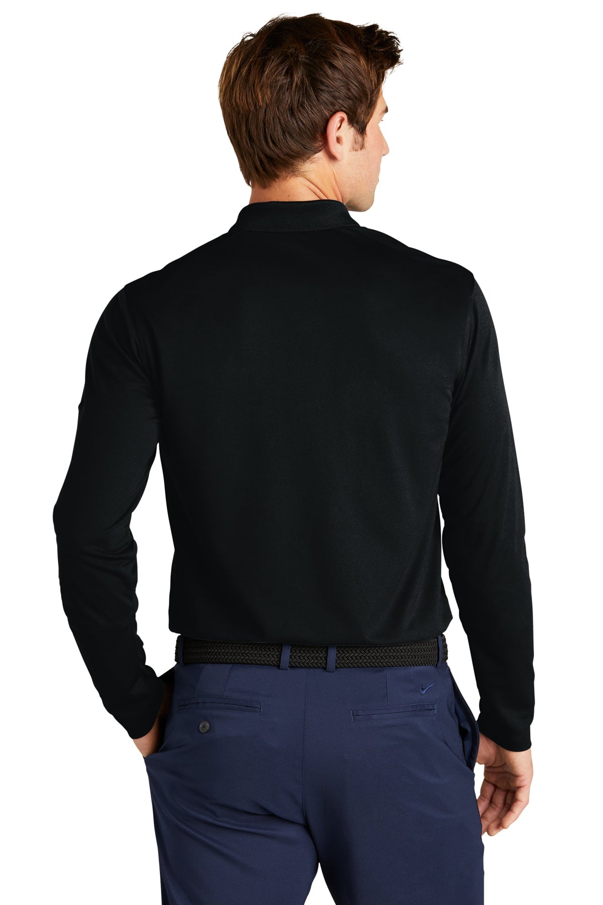 Nike Dri-FIT Micro Pique Long Sleeve Custom Polos, Black