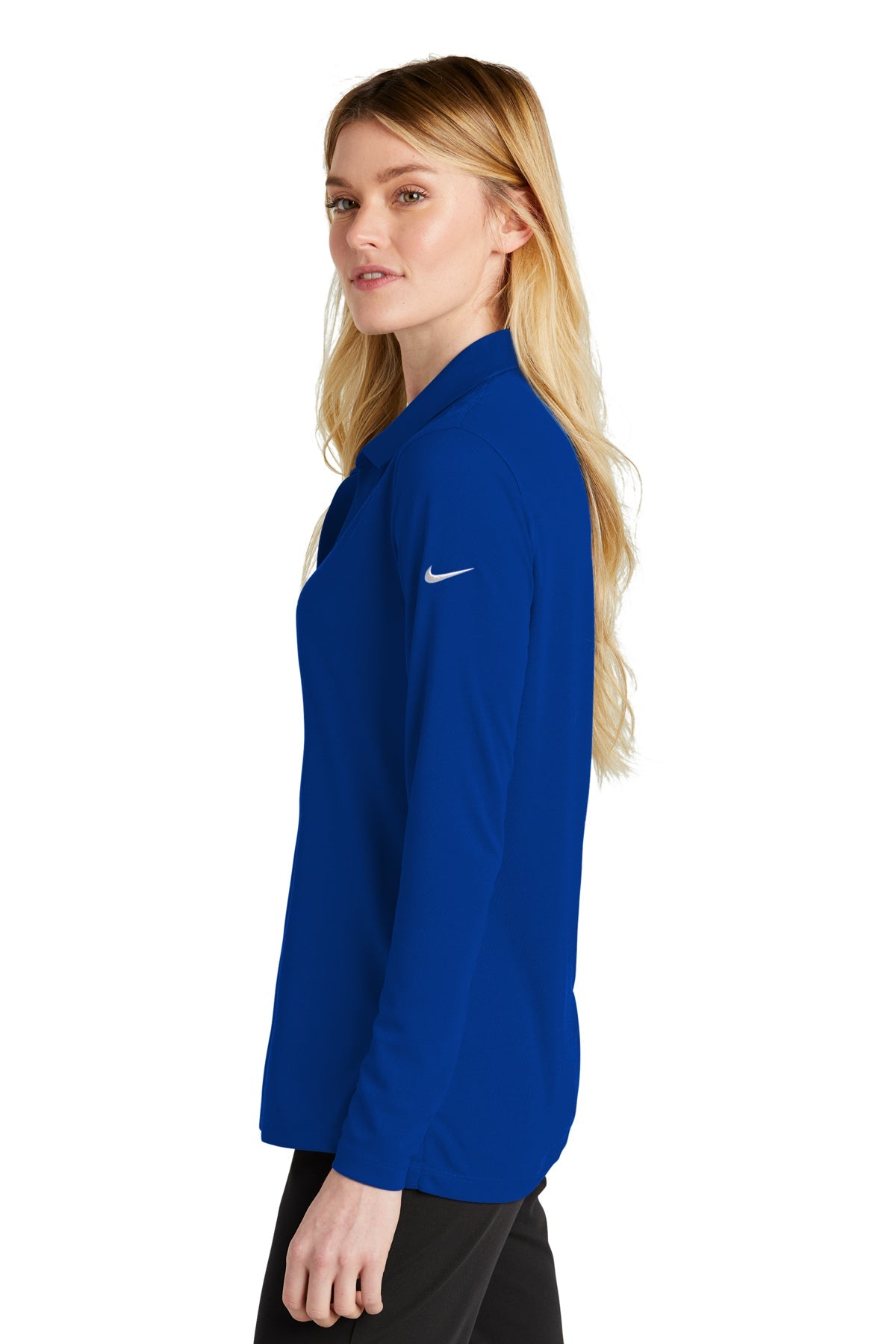 Nike Ladies Dri-FIT Micro Pique Long Sleeve Custom Polos, Game Royal