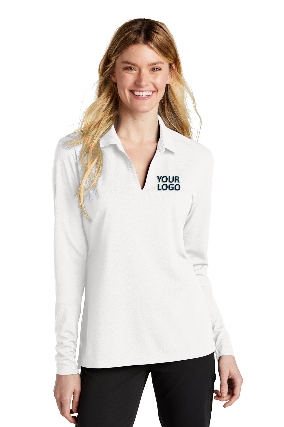 Nike White NKDC2105 polo shirts with logos