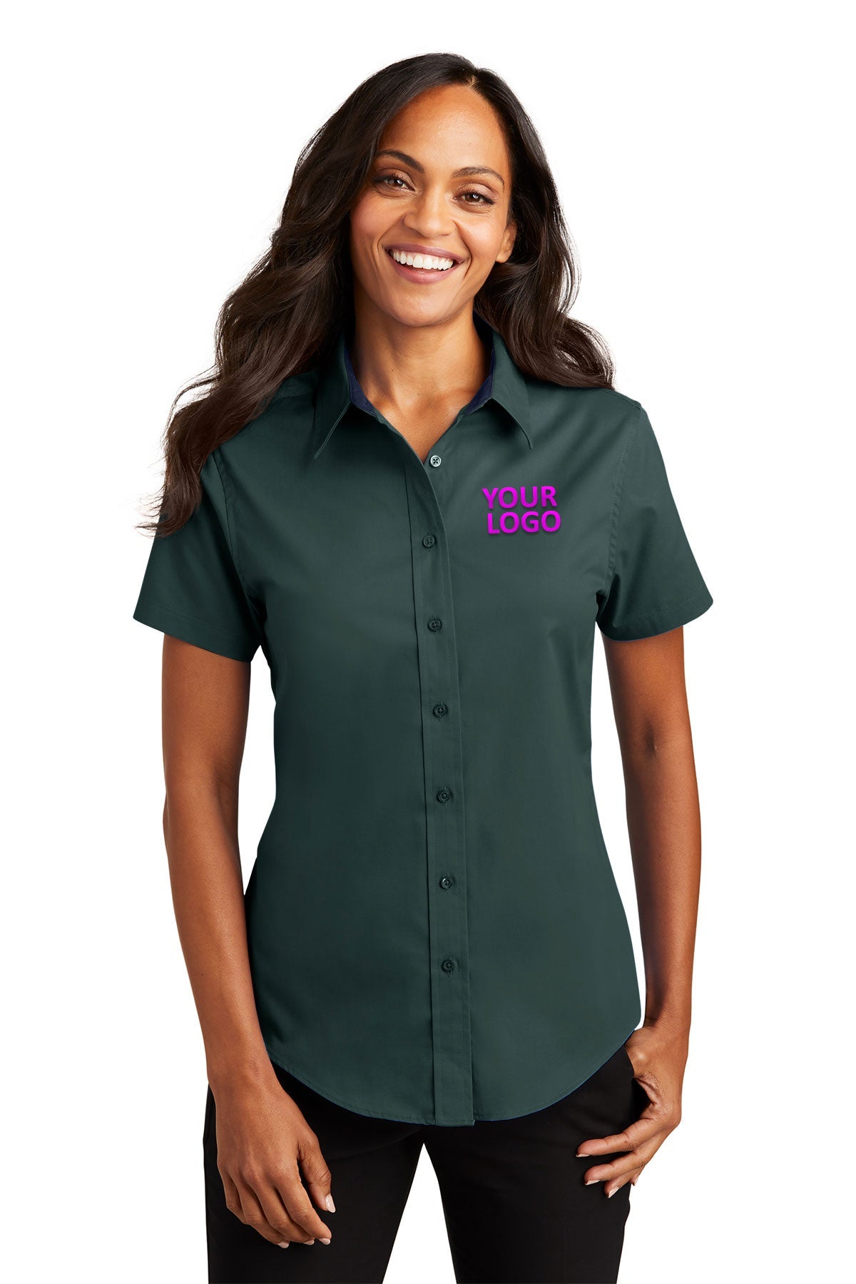 Port Authority Dark Green/Navy L508 order embroidered polo shirts
