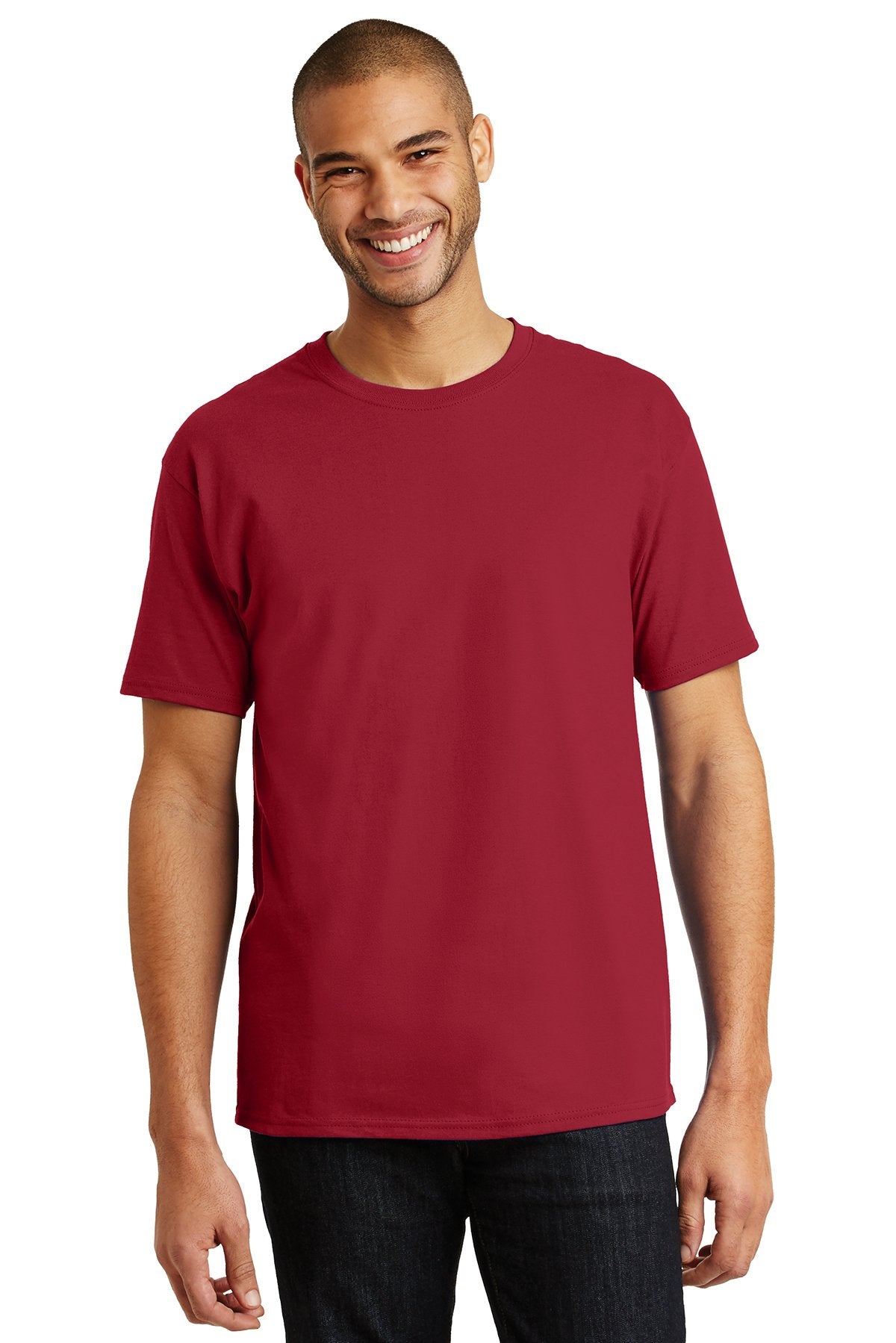 hanes tagless cotton t shirt 5250 deep red