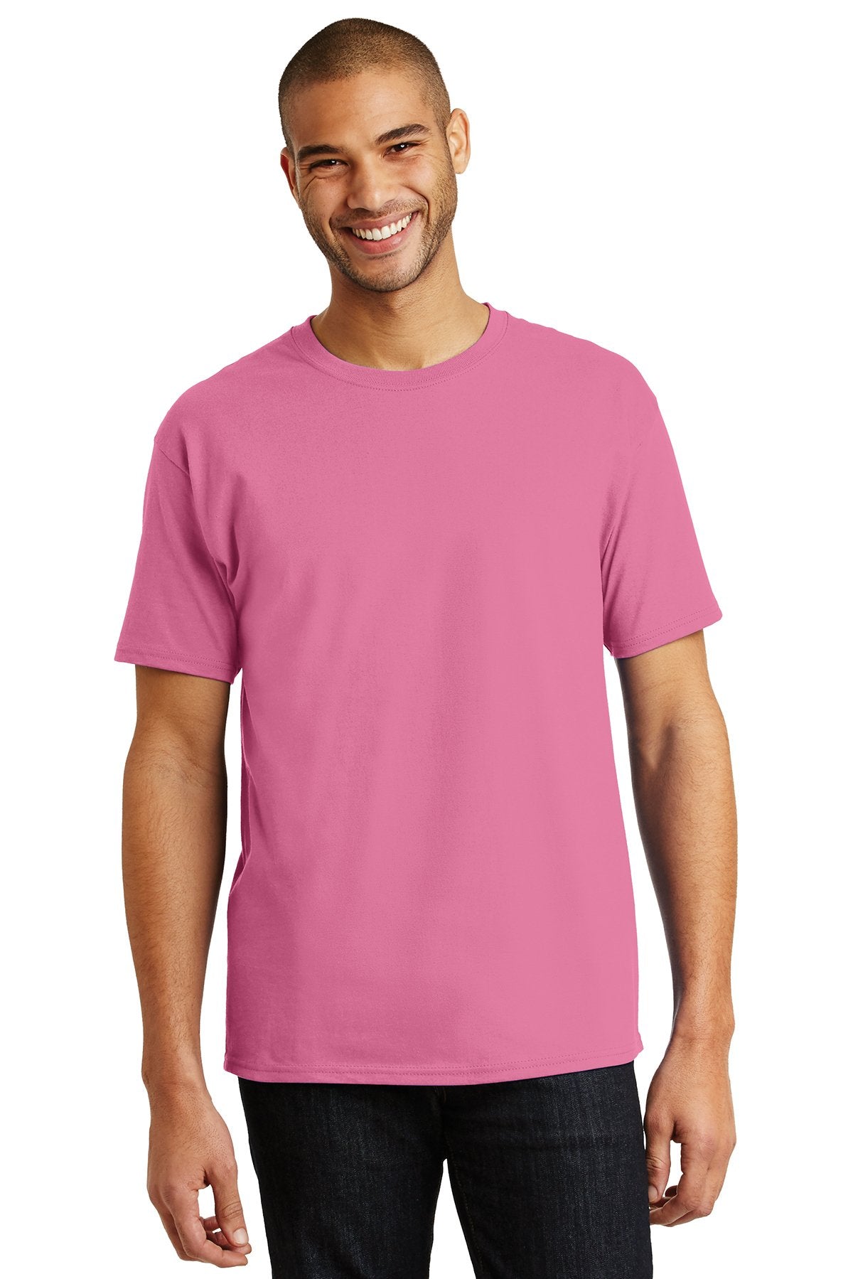 hanes tagless cotton t shirt 5250 pink