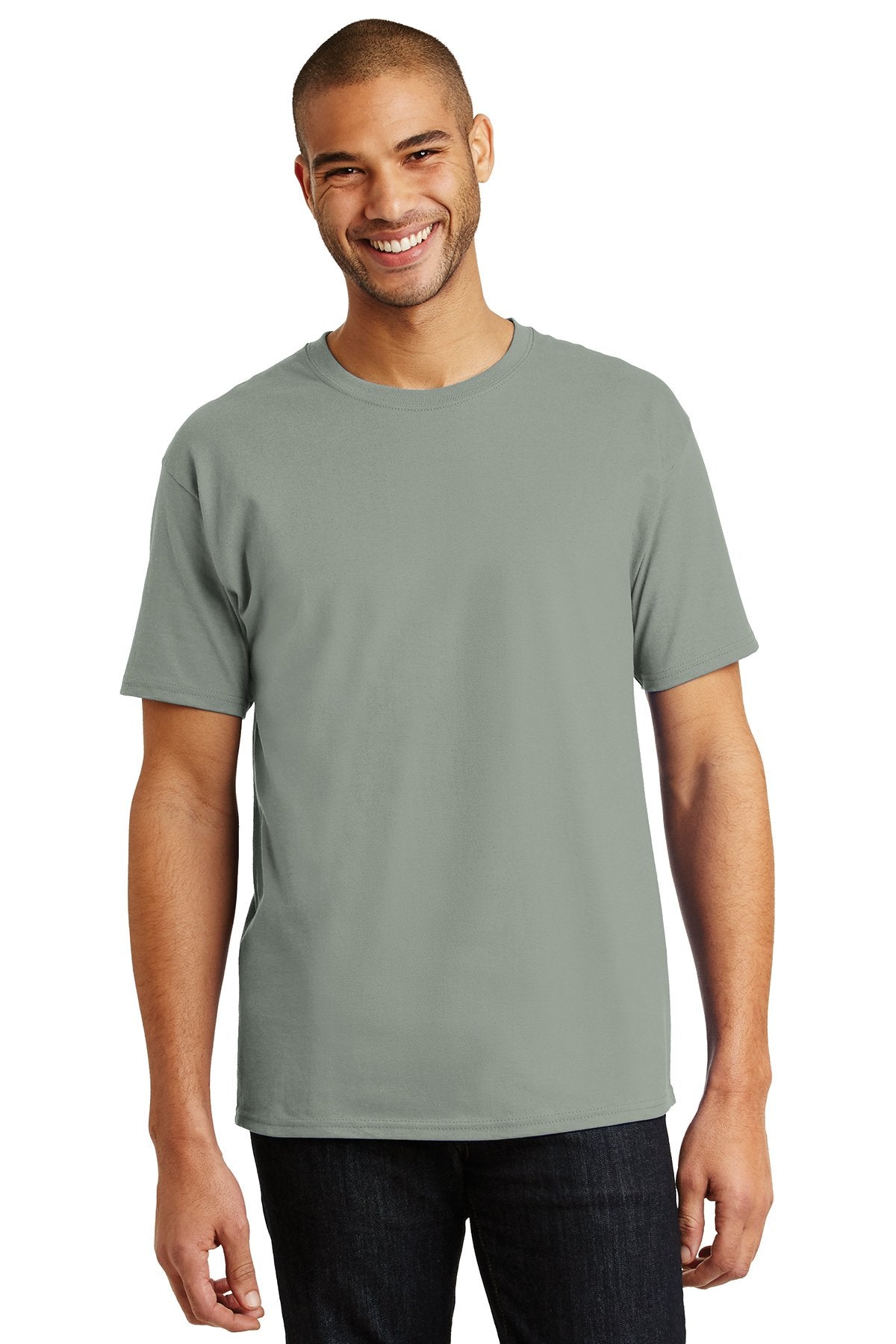 hanes tagless cotton t shirt 5250 stonewashed green