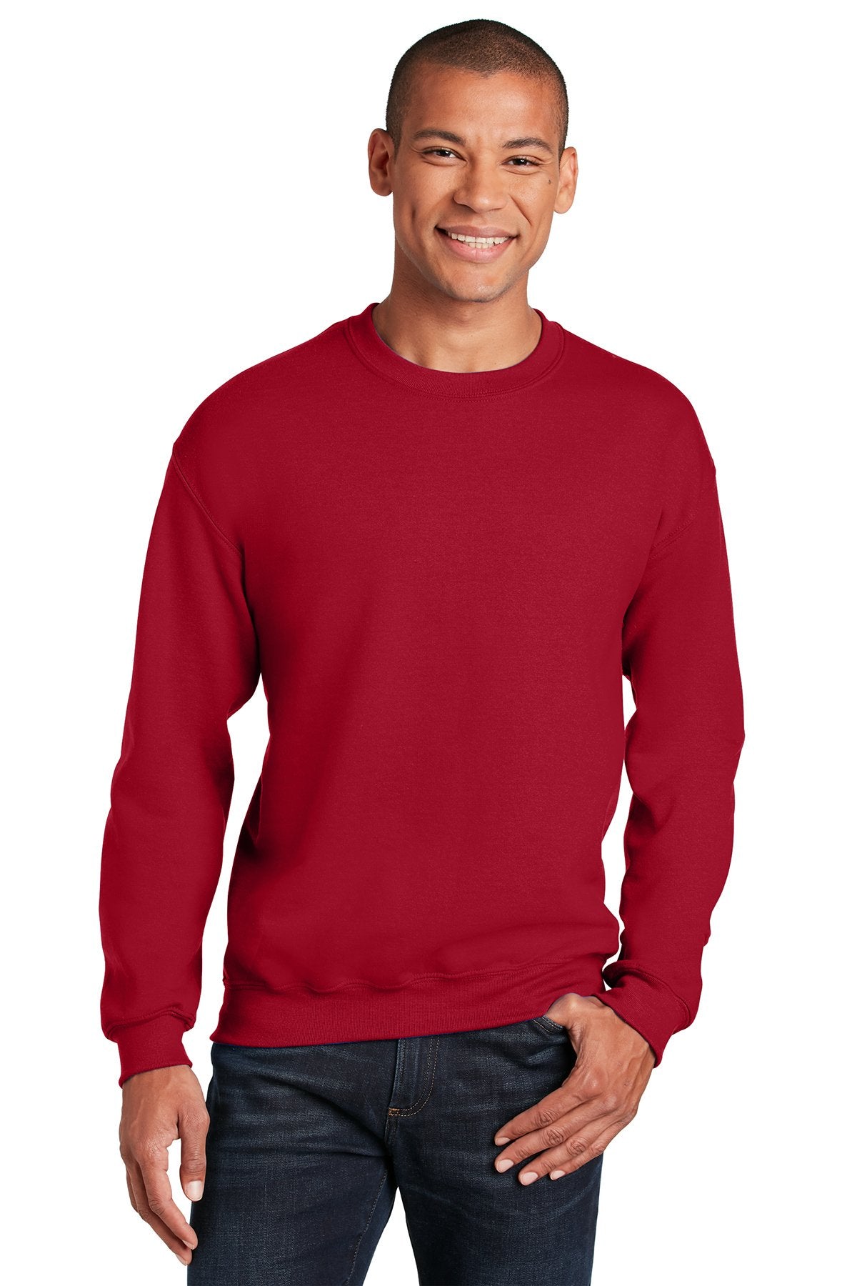 Gildan Cherry Red 18000 sweatshirts with logos