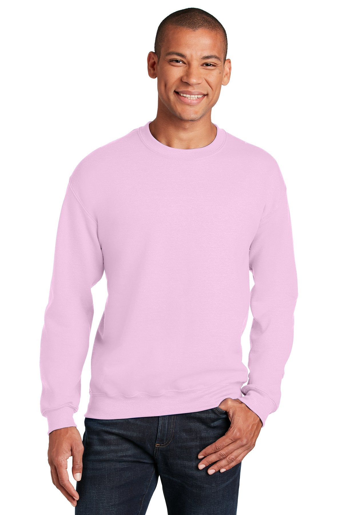 Gildan Light Pink 18000 custom logo sweatshirts embroidered