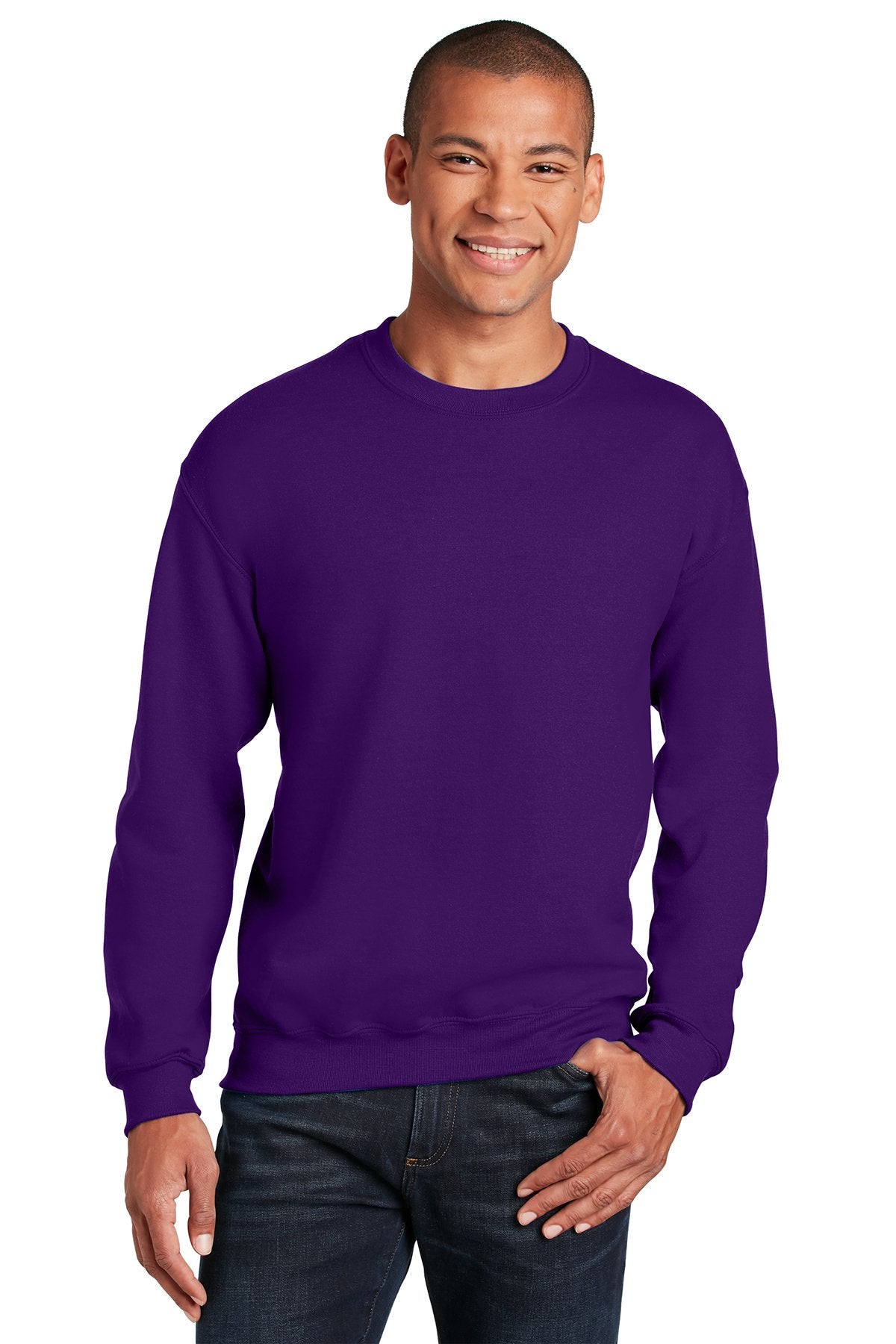 Gildan Purple 18000 custom logo sweatshirts embroidered
