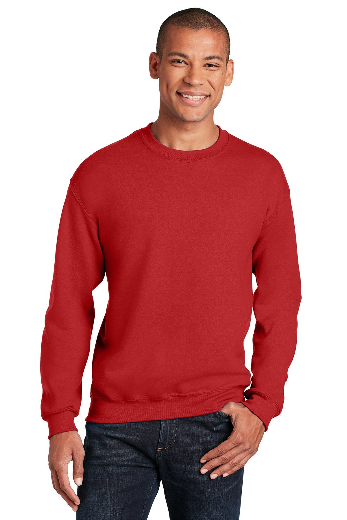 Gildan Red 18000 custom logo sweatshirts embroidered