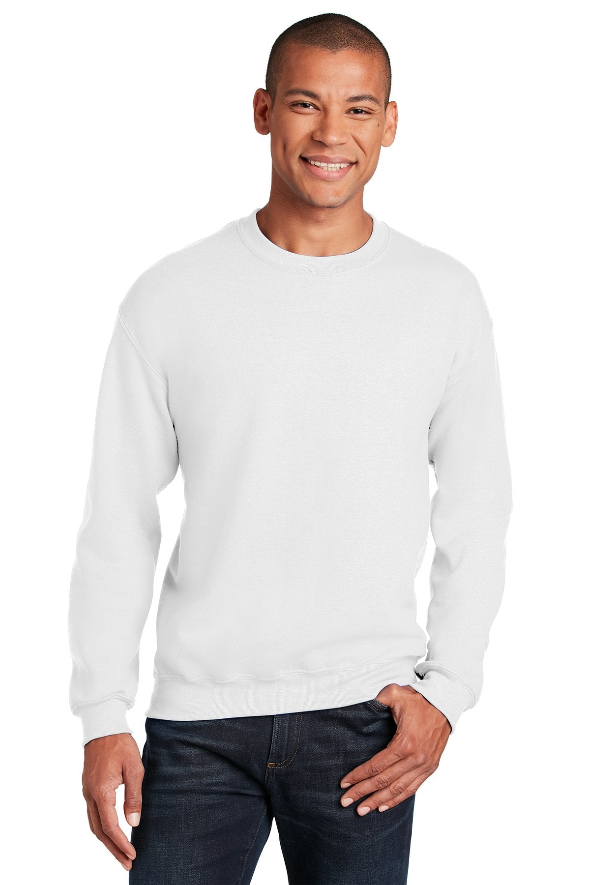 Gildan White 18000 custom logo sweatshirts