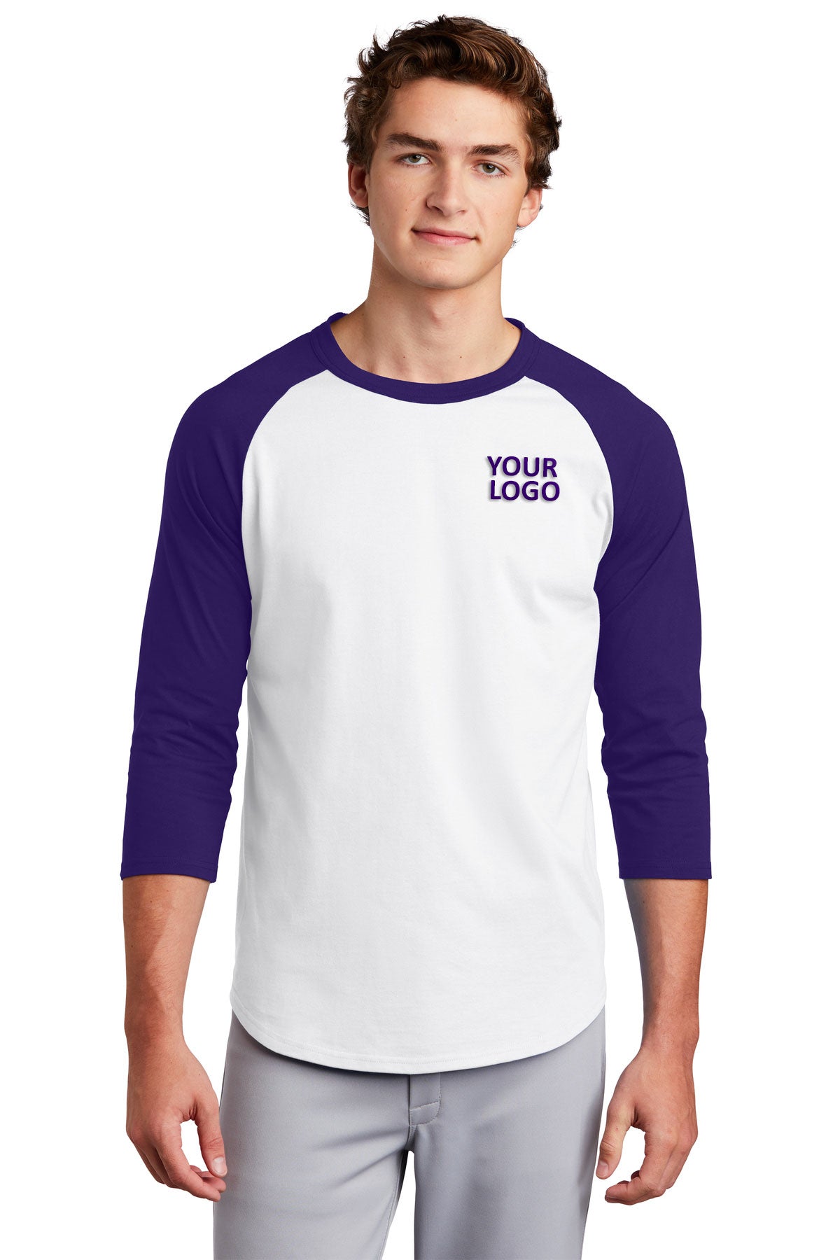 Sport-Tek Customized Colorblock Raglan Jerseys, White/Purple