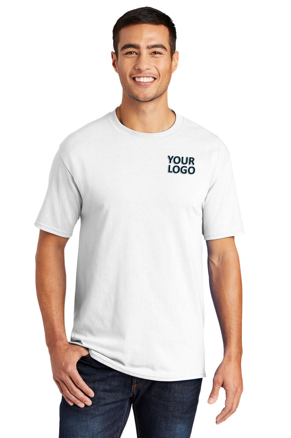 Port & Company Core Blend Branded Tee's, White