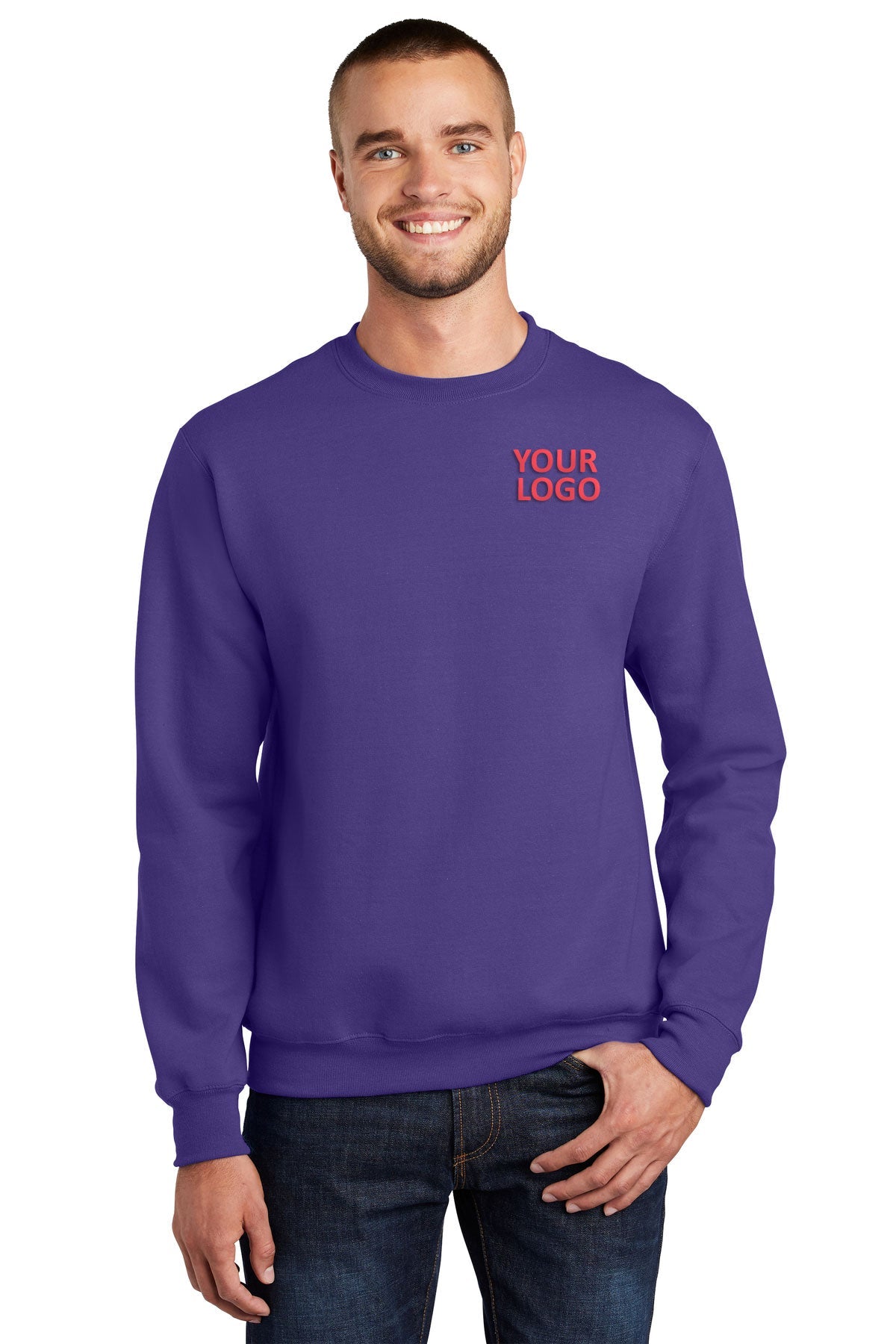 port & company purple pc90 custom embroidery sweatshirts