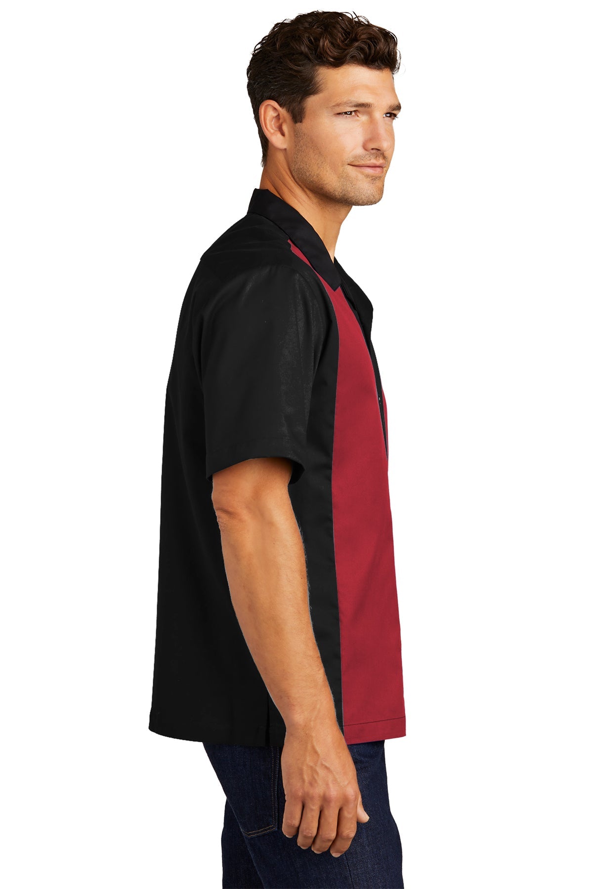 port authority_s300 _black/red_company_logo_button downs