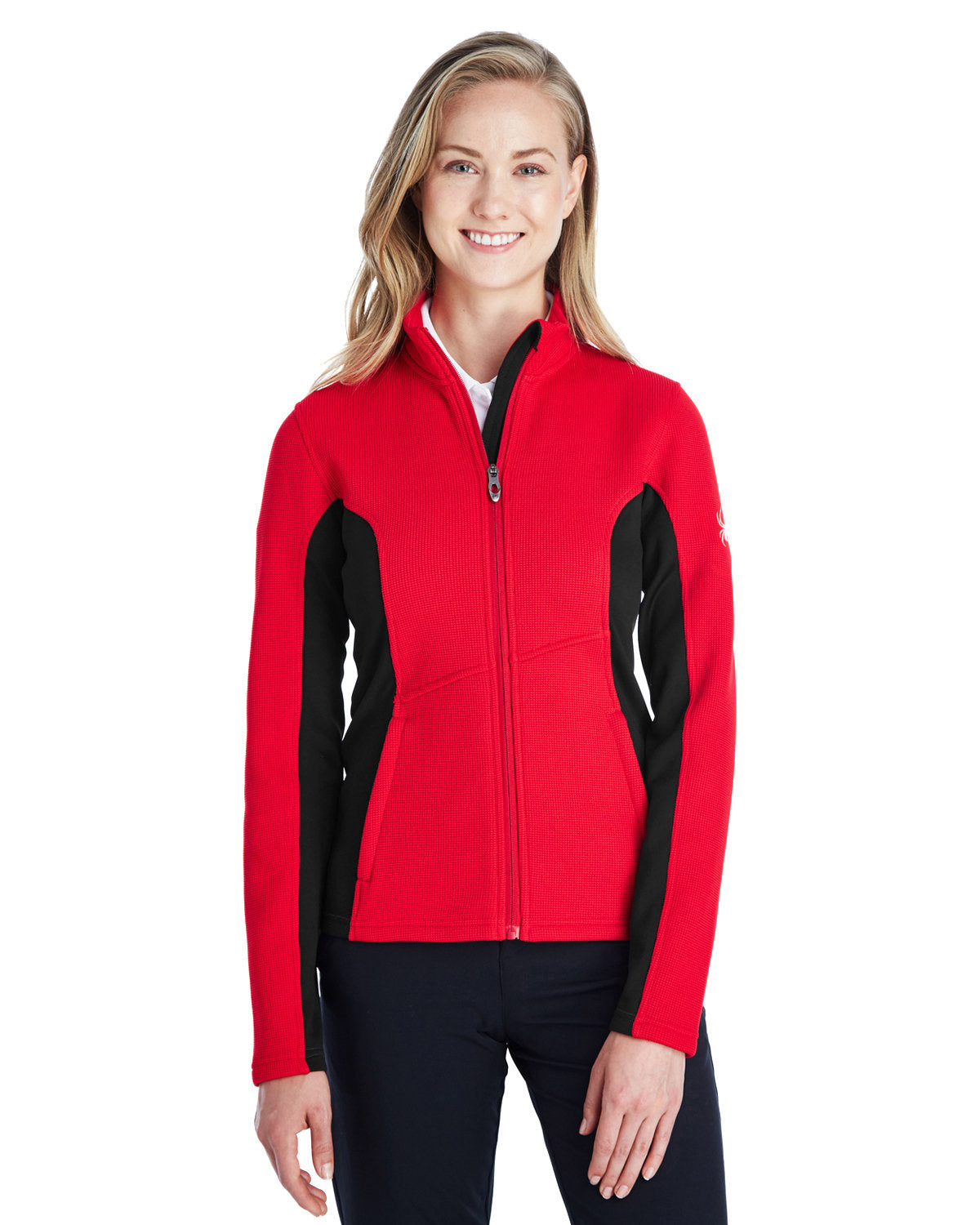 Branded Spyder Ladies Constant Full Zip Sweater Red/Black/Wht