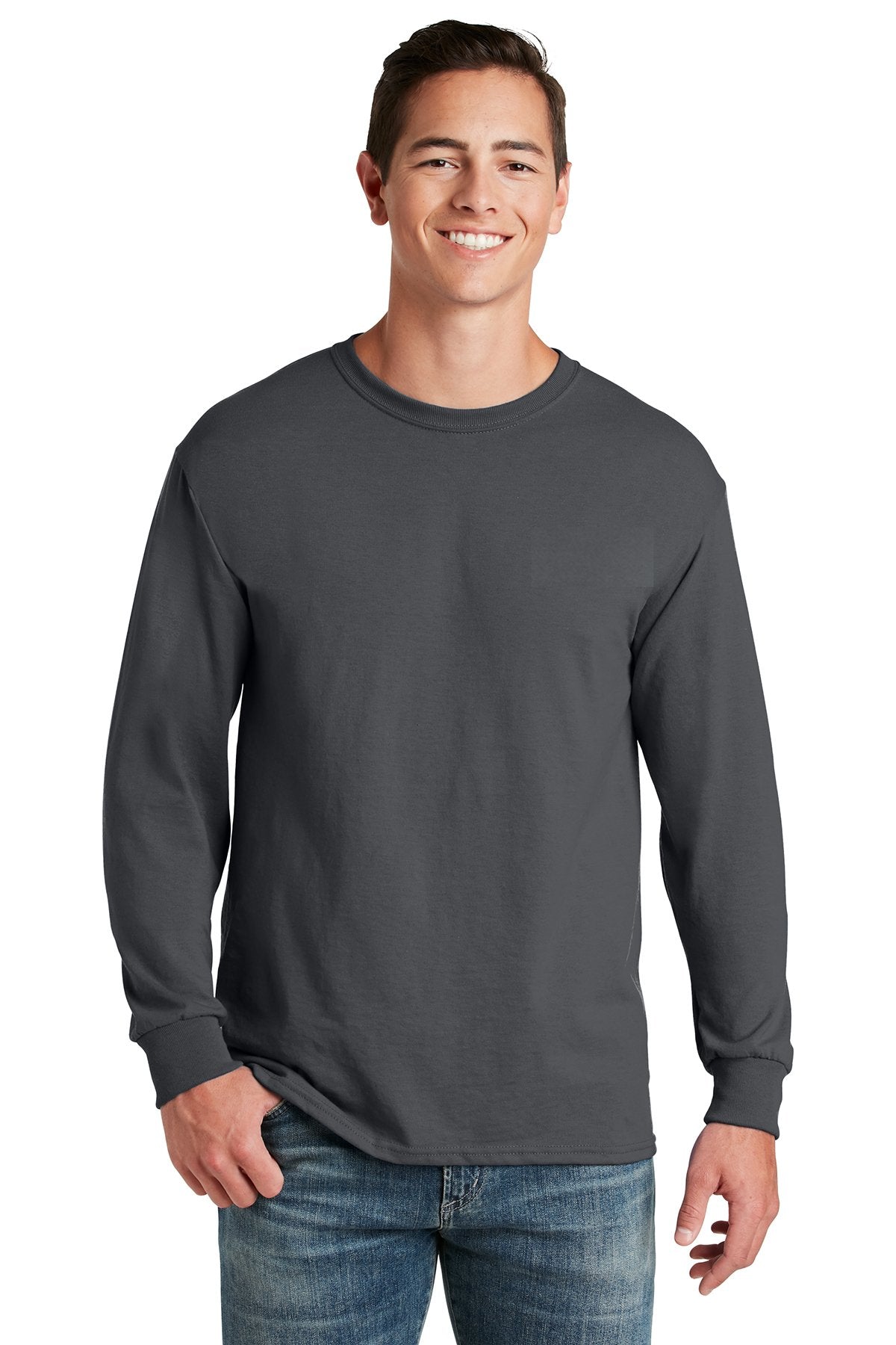 jerzees dri-power 50/50 cotton/poly long sleeve t-shirt 29ls charcoal grey