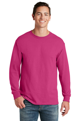 Jerzees Dri-Power 50/50 Cotton/Poly Long Sleeve T-Shirt 29LS Cyber Pink