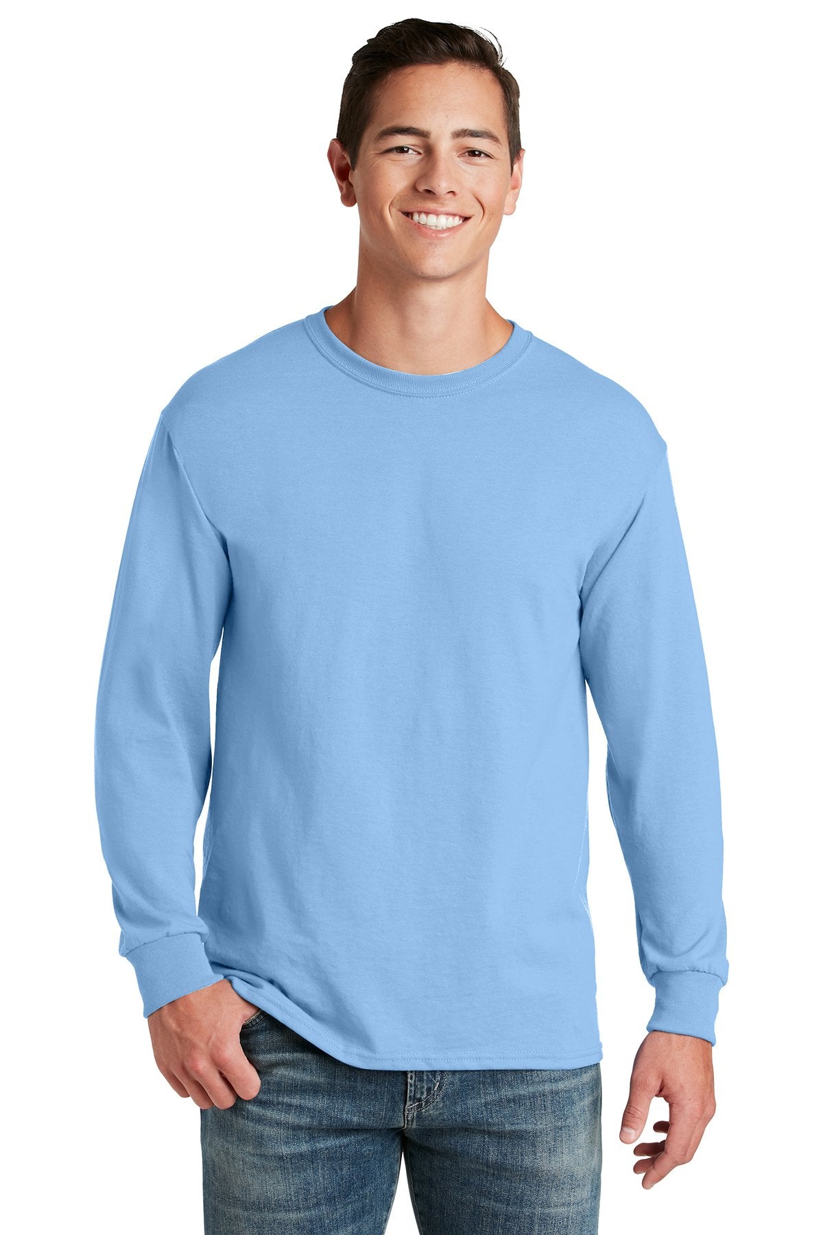 jerzees dri-power 50/50 cotton/poly long sleeve t-shirt 29ls light blue
