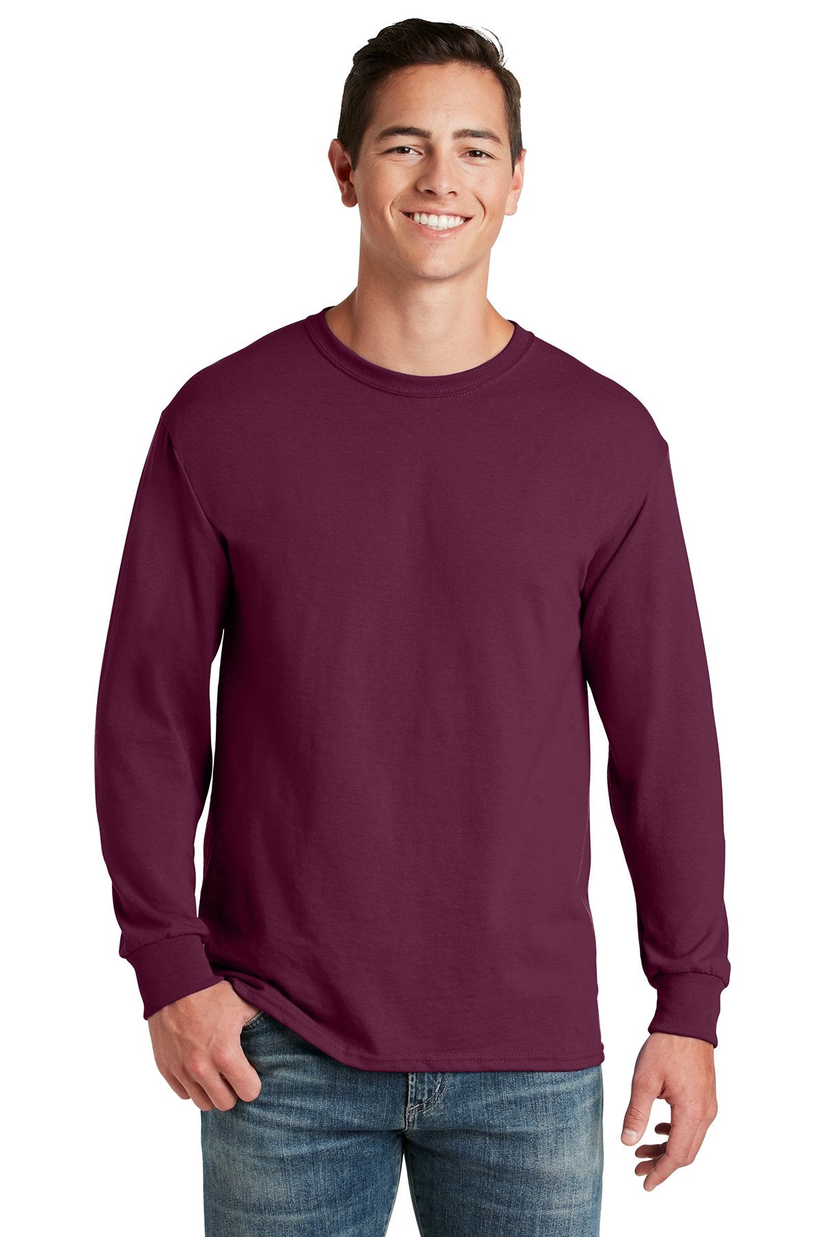 jerzees dri-power 50/50 cotton/poly long sleeve t-shirt 29ls maroon