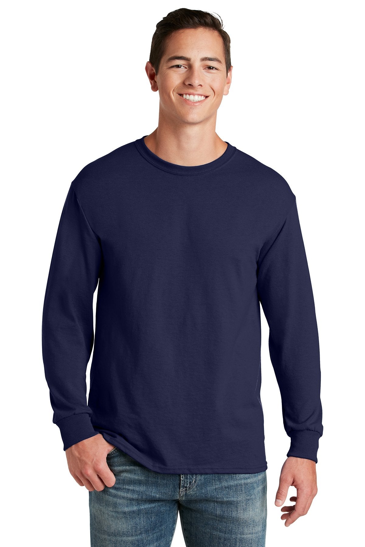 jerzees dri-power 50/50 cotton/poly long sleeve t-shirt 29ls navy