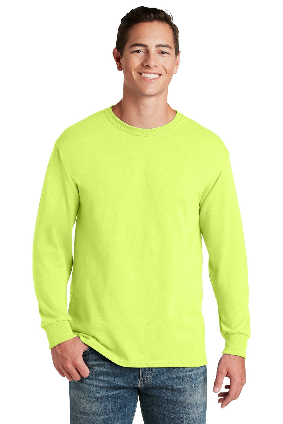 jerzees dri-power 50/50 cotton/poly long sleeve t-shirt 29ls safety green