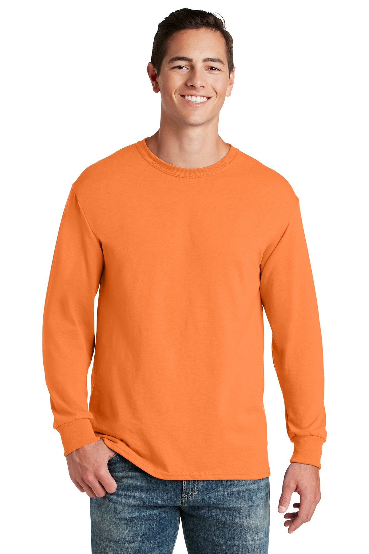 jerzees dri-power 50/50 cotton/poly long sleeve t-shirt 29ls safety orange