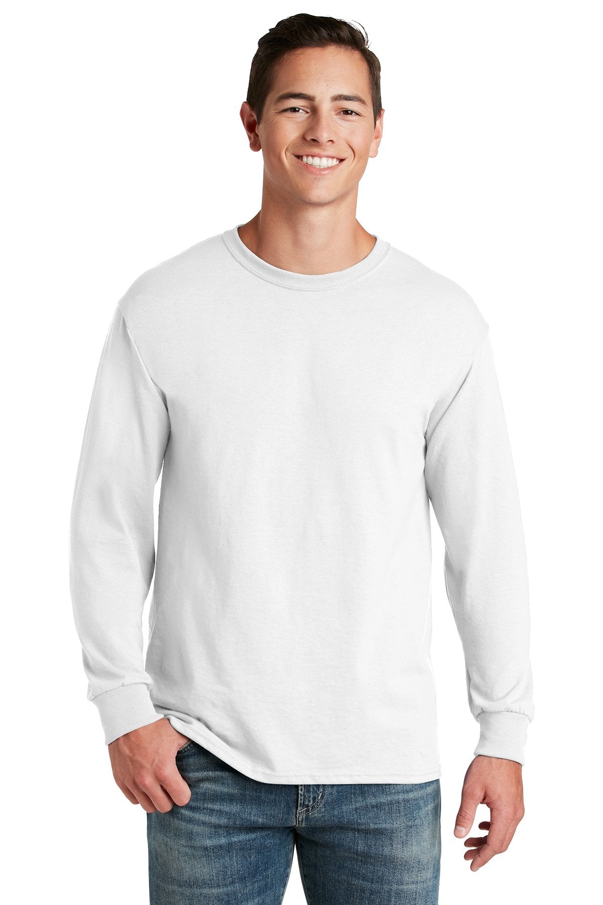 jerzees dri-power 50/50 cotton/poly long sleeve t-shirt 29ls white