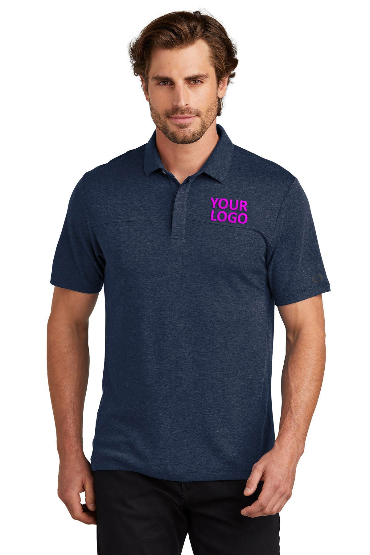 OGIO River Blue Navy OG150 custom logo polo shirts embroidered