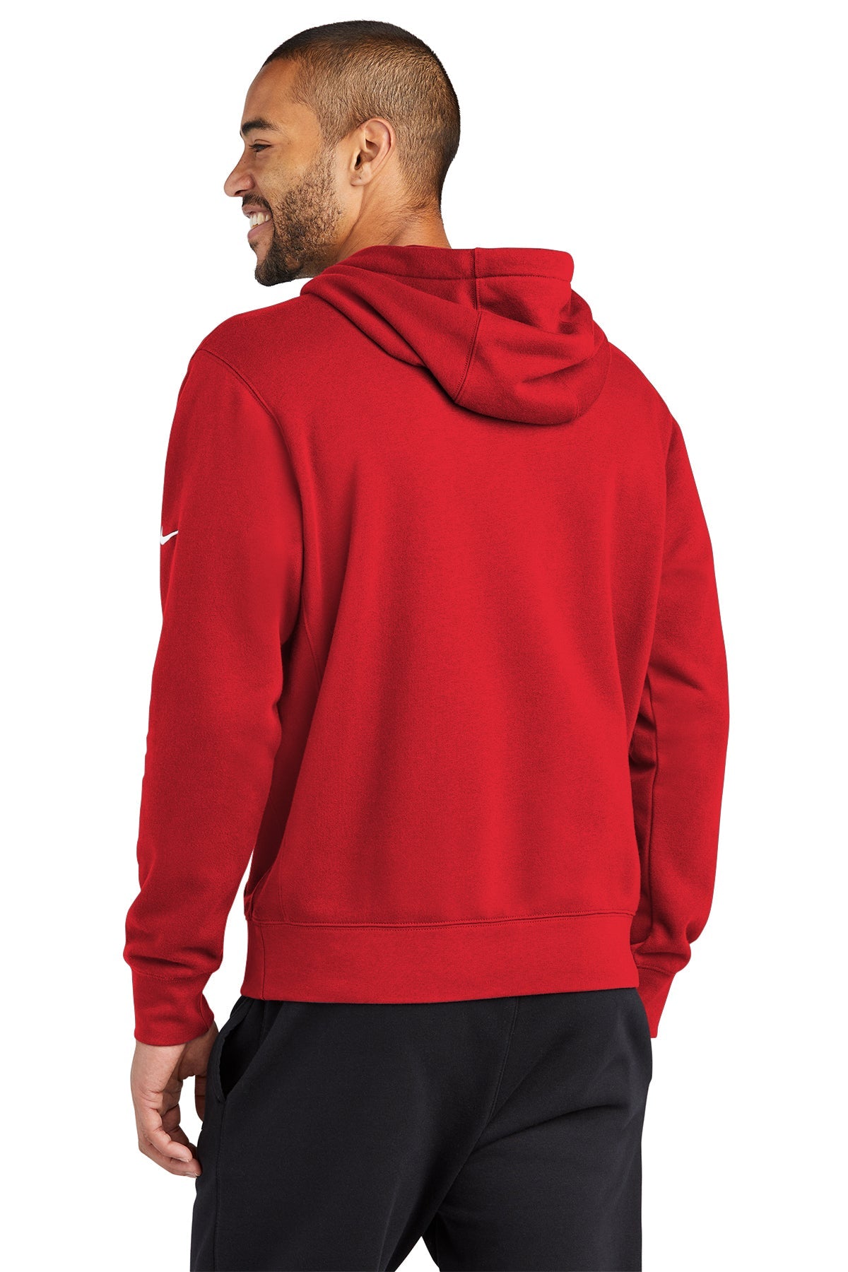 Custom Nike Club Fleece Sleeve Swoosh Pullover Hoodie Red