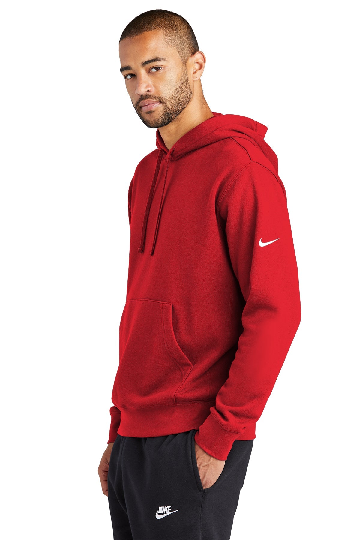 Nike red club discount hoodie